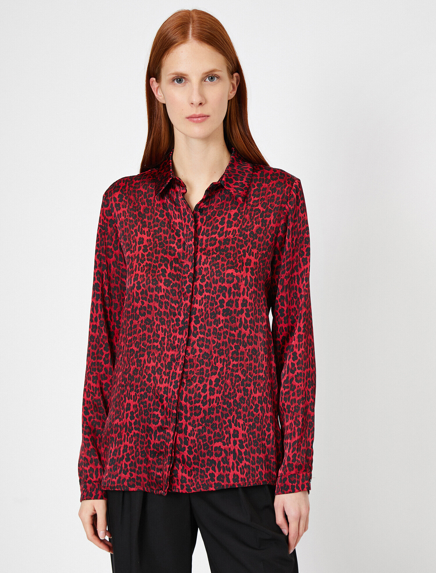 Kirmizi Bayan Leopar Desenli Gomlek 0kak68592pw42d Koton