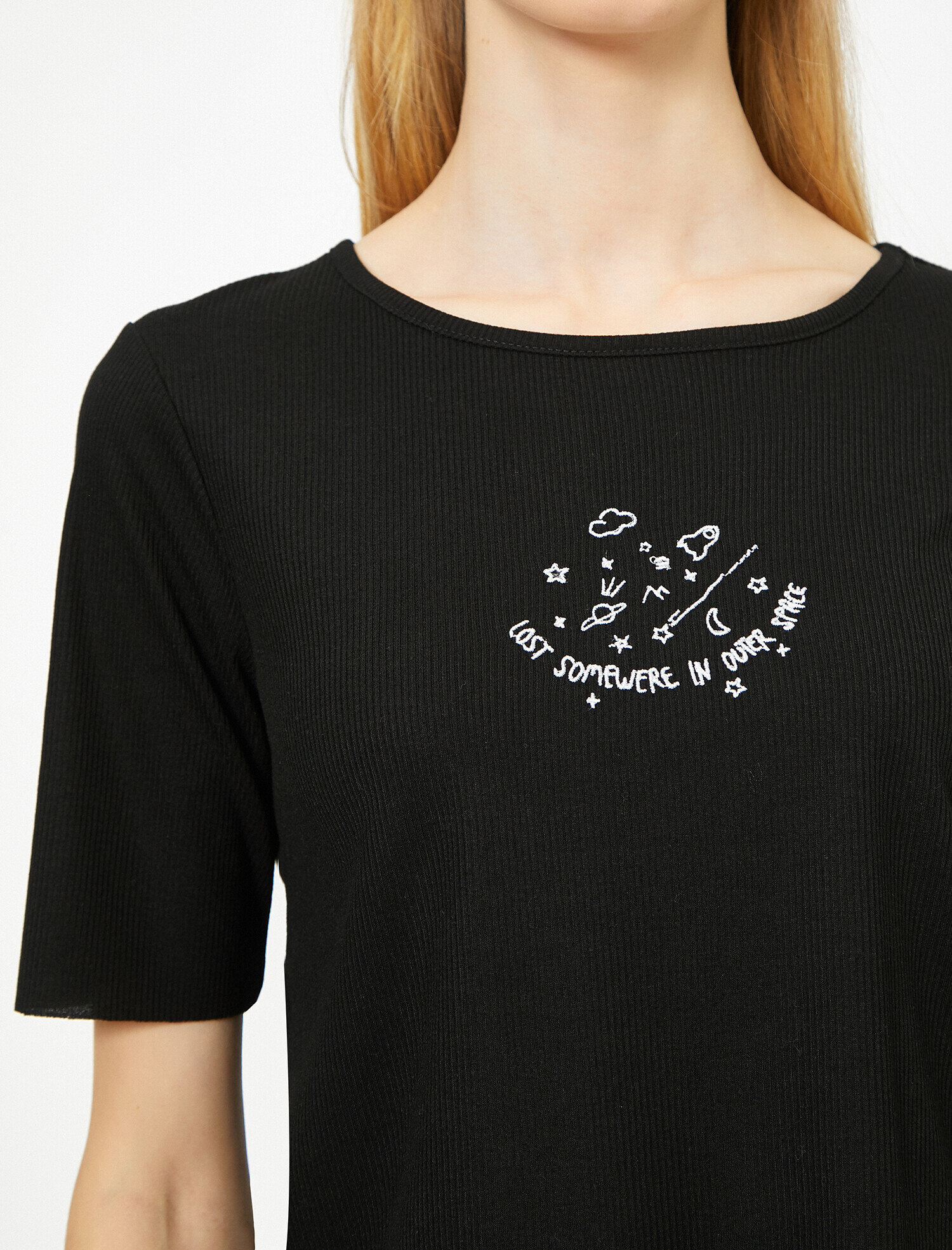 Koton Yazılı Baskılı T-Shirt - Siyah. 5