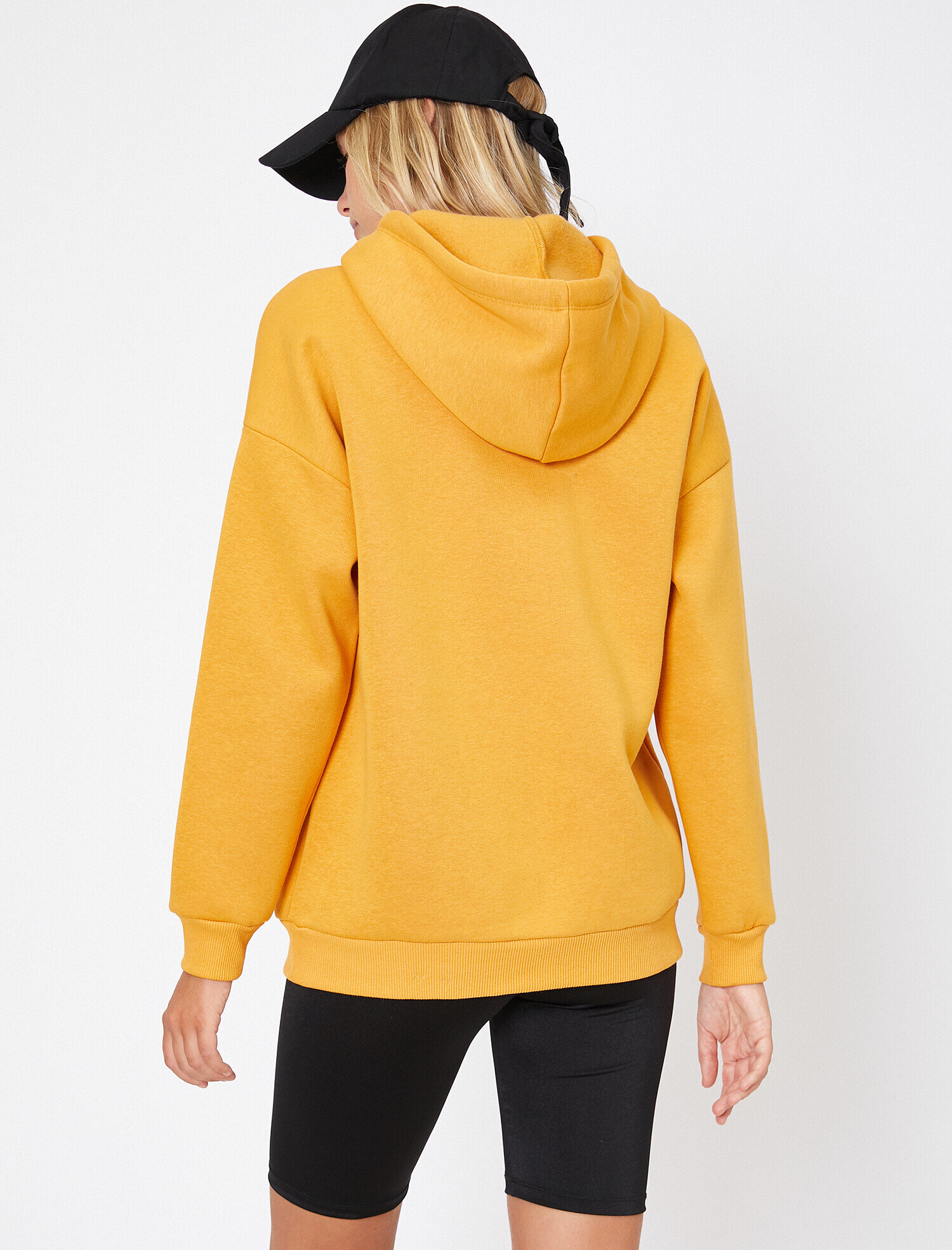 Basic Kapsonlu Sari Sweatshirt