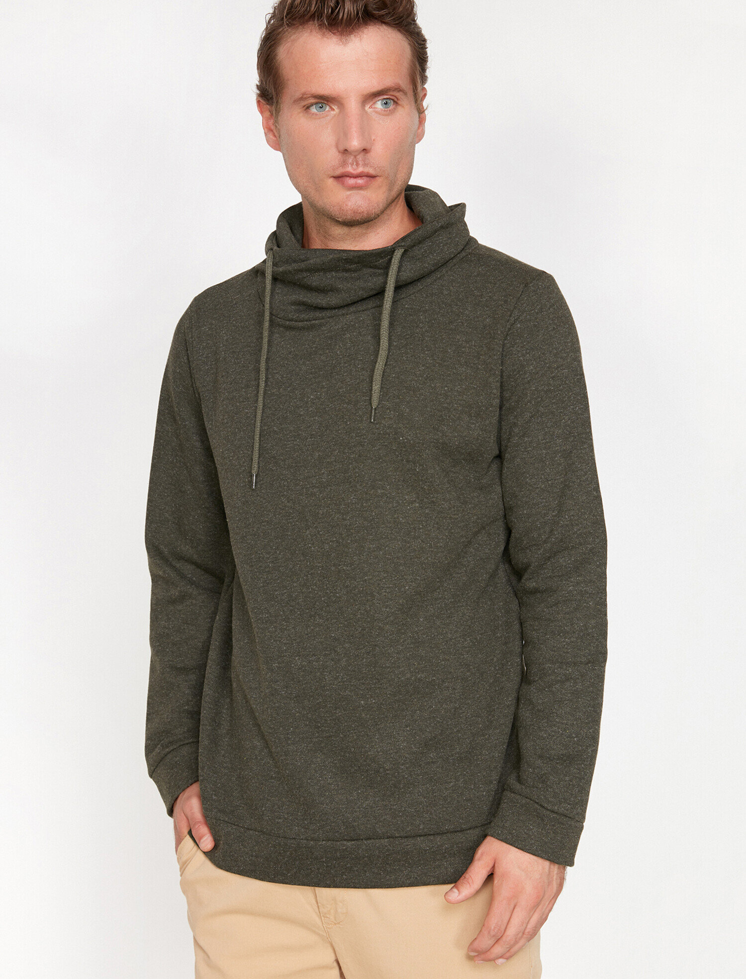 mens high neck sweatshirt