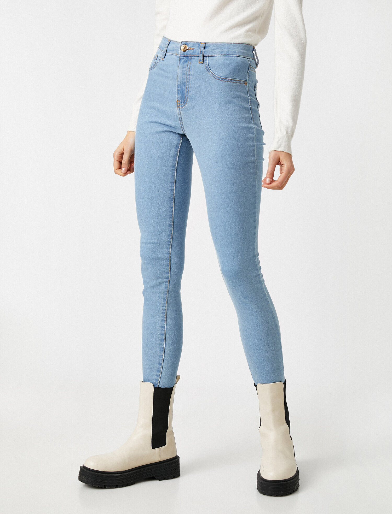 women's blue high waisted skinny jeans