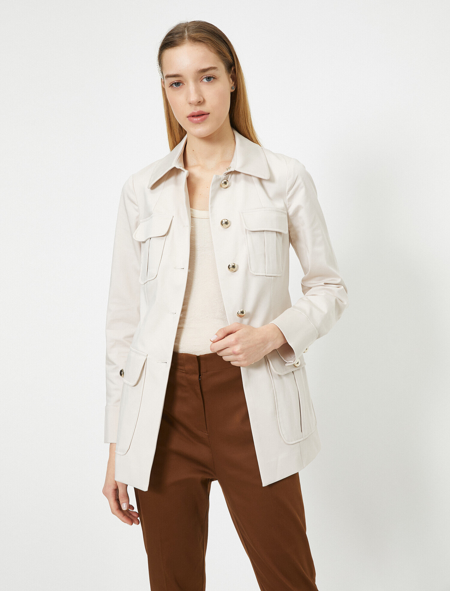 ladies beige utility jacket