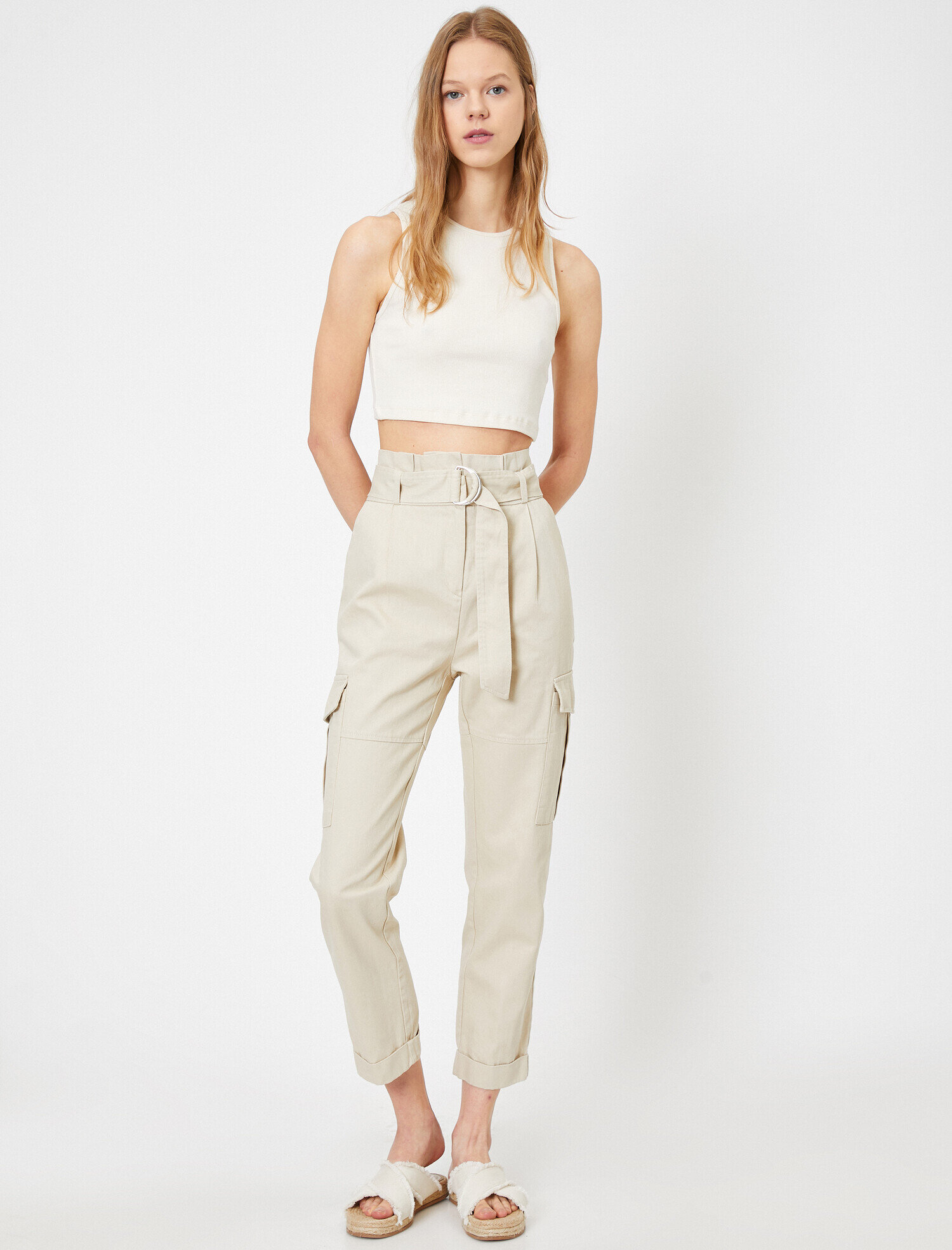 cargo cream trousers