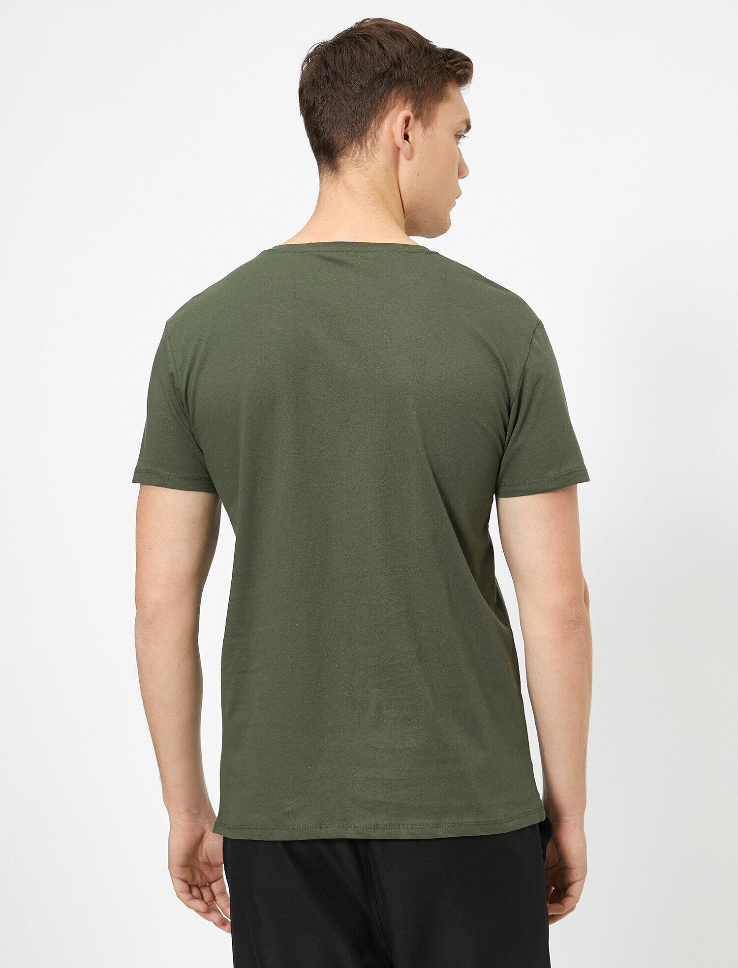 Koton Yazılı Baskılı T-Shirt - Haki. 4