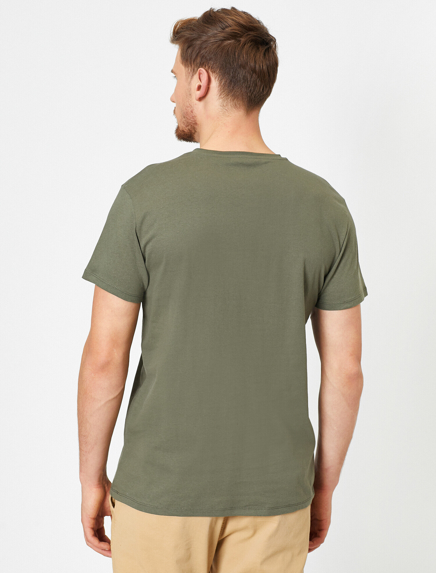 Koton Yazılı Baskılı T-Shirt - Haki. 4