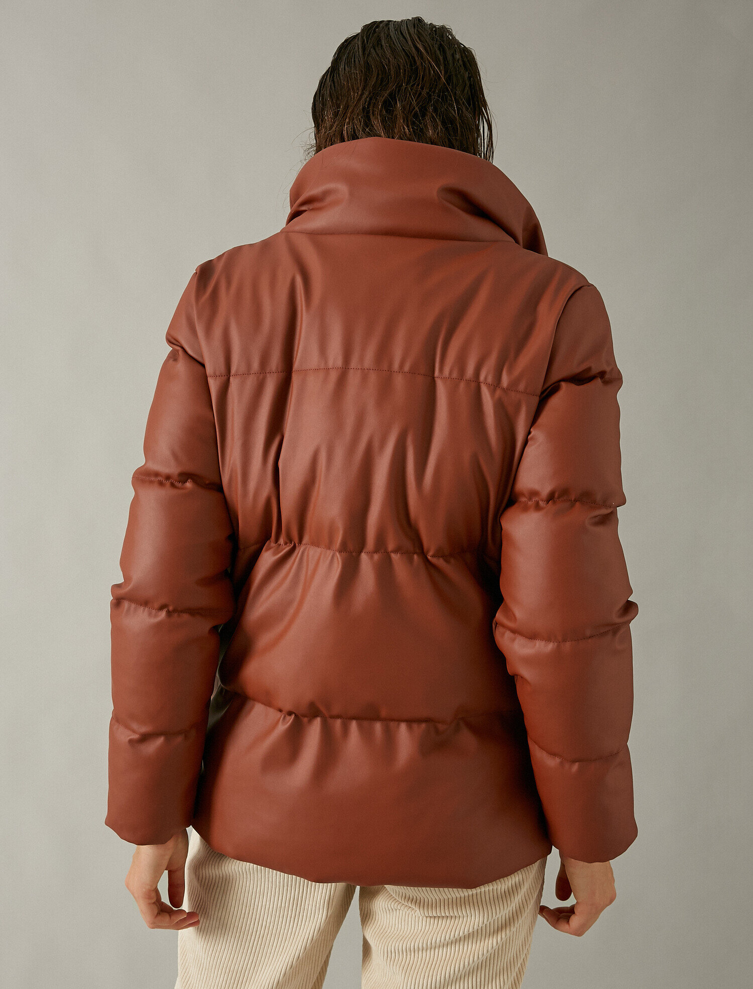 brown womens puffer coat