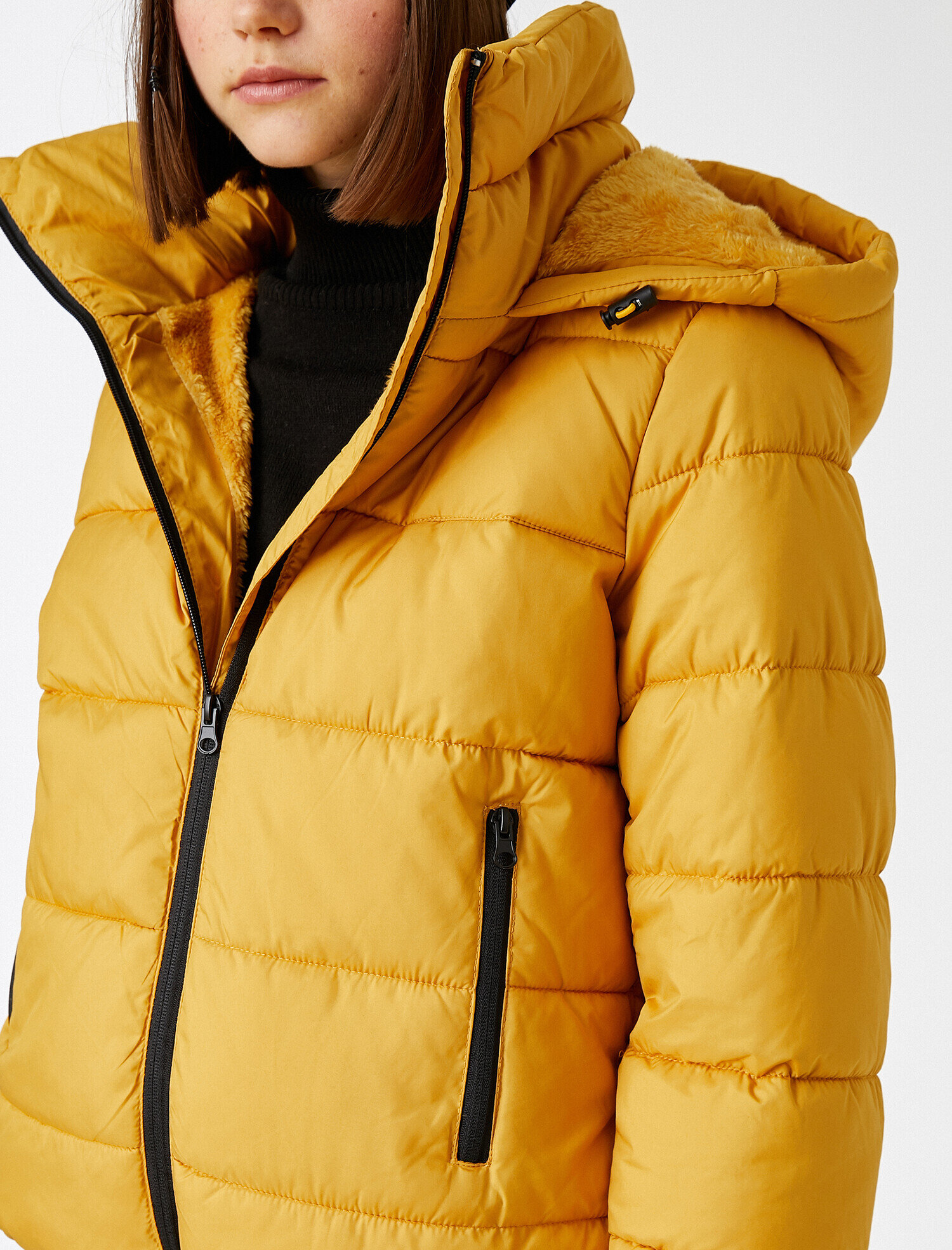 womens yellow puffer jacket