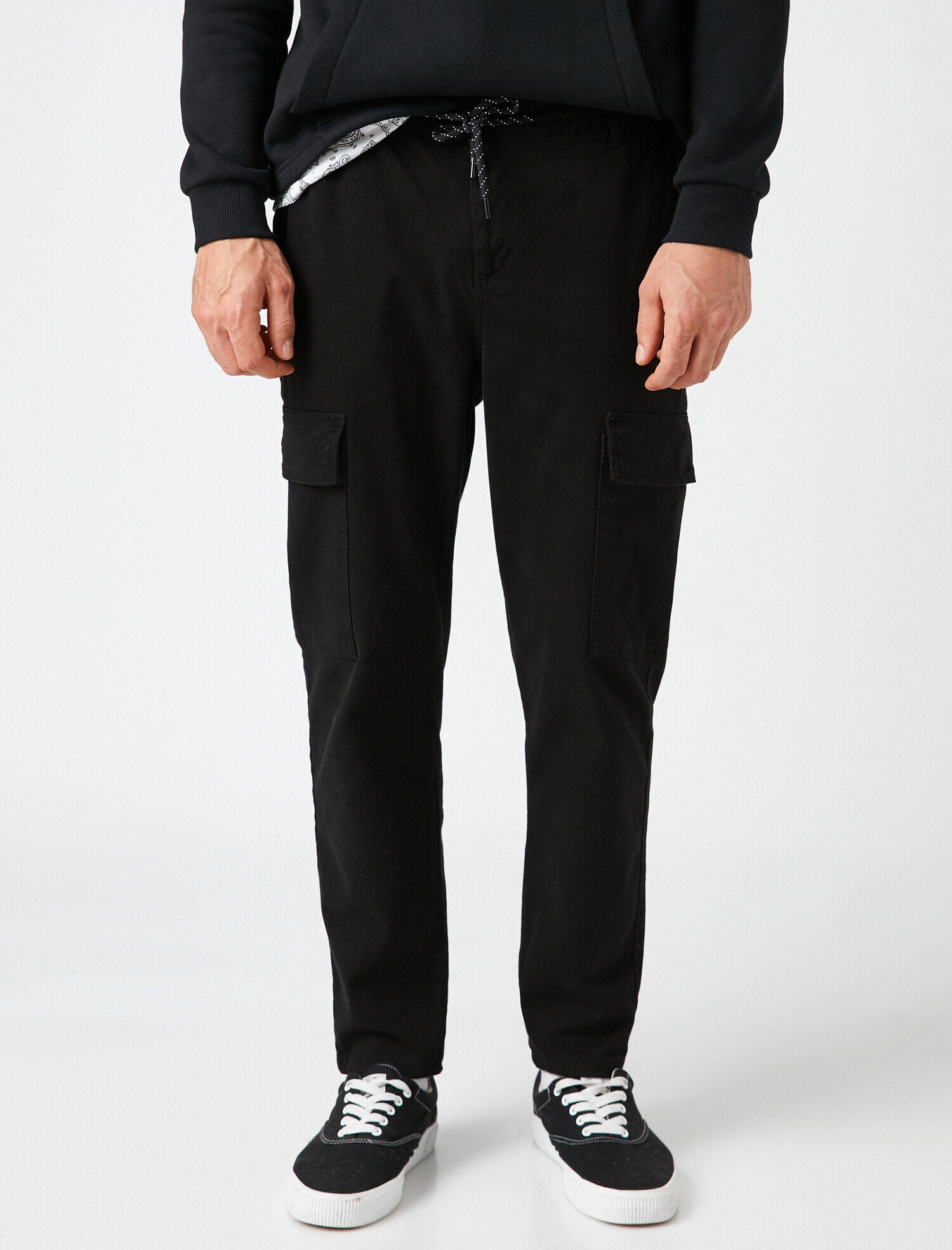 black twill cargo trousers