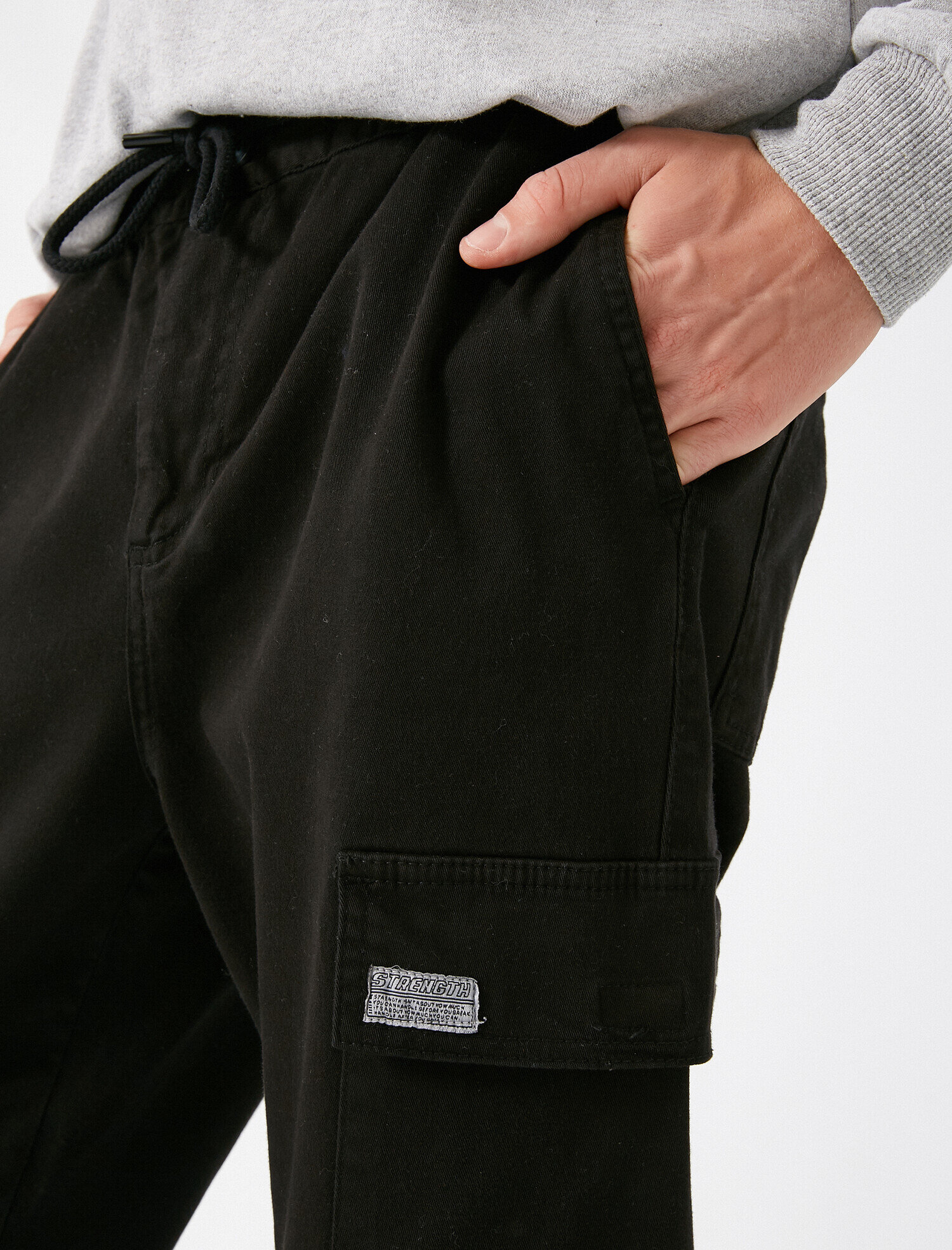 black twill cargo trousers