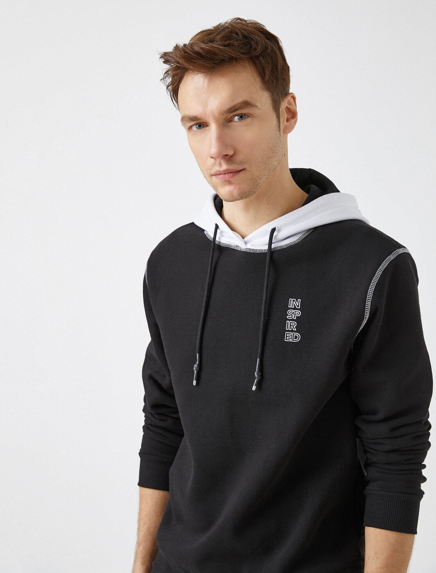 Black Men Cotton Hooded Printed Long Sleeve Sweatshirt 1kam71043mk999 Koton