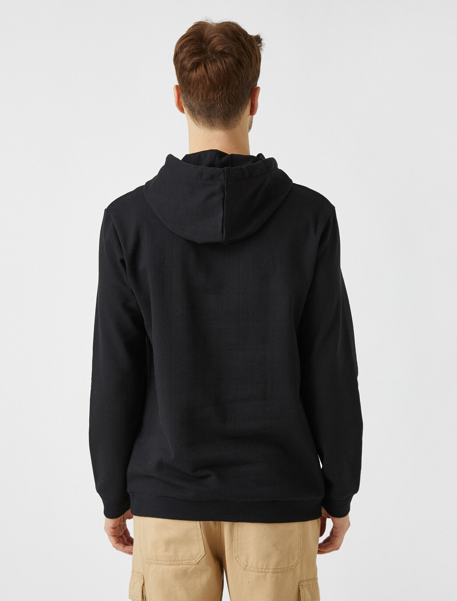 Black Men Printed Hooded Long Sleeve Sweatshirt 1kam71303ck999 Koton