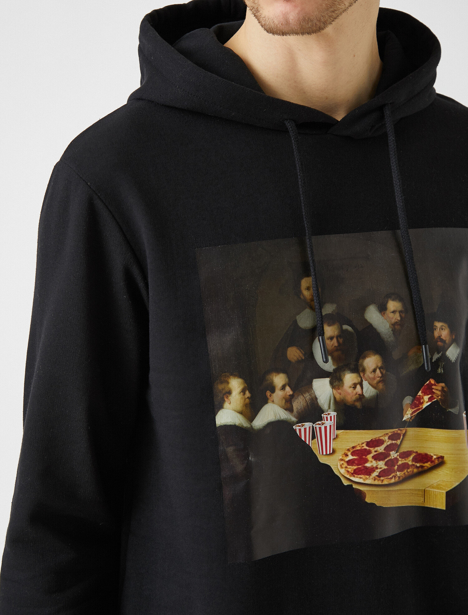 Black Men Printed Hooded Long Sleeve Sweatshirt 1kam71303ck999 Koton