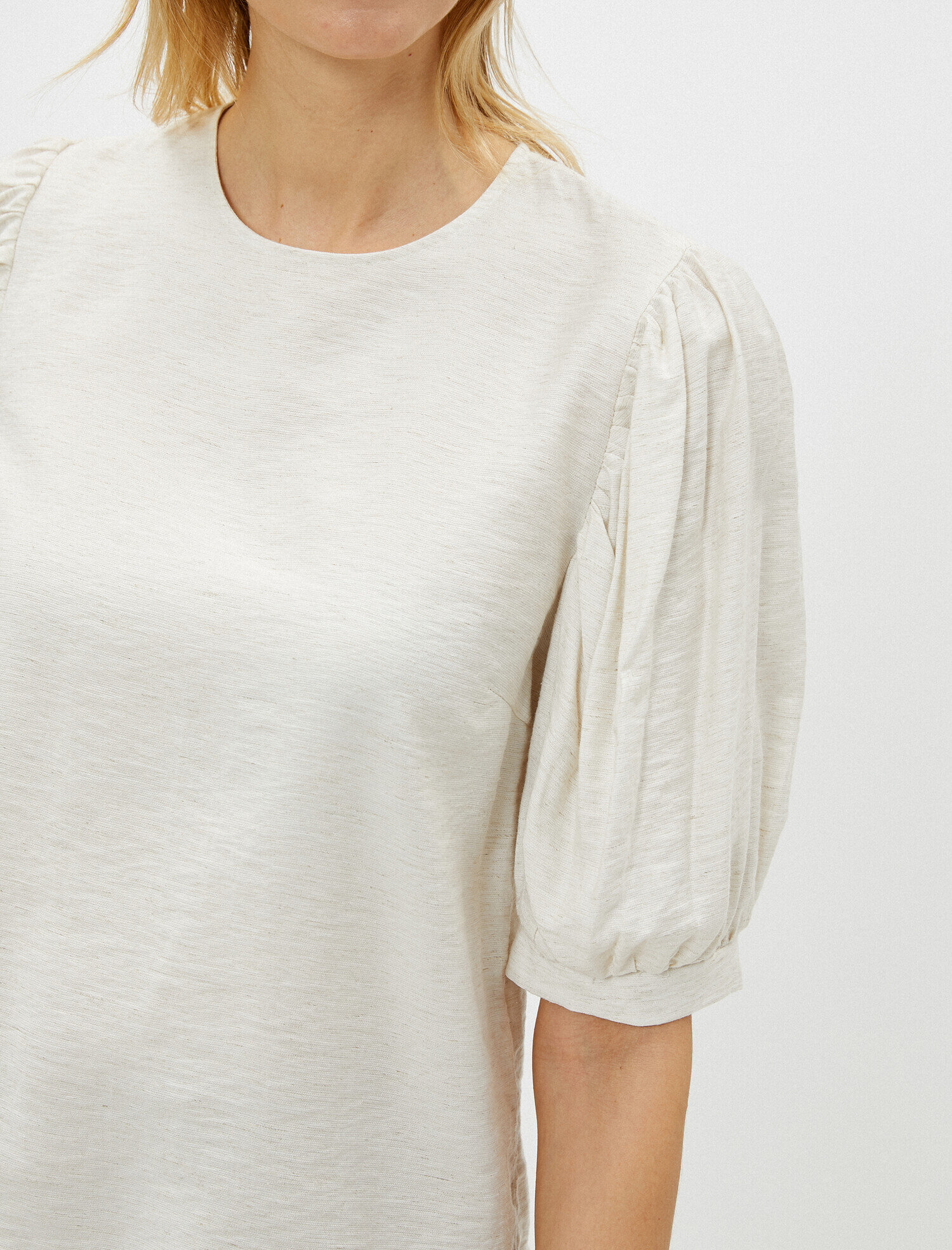 Bej Bayan Balon Kol Bluz Bisiklet Yaka 1yak68200pw050 Koton