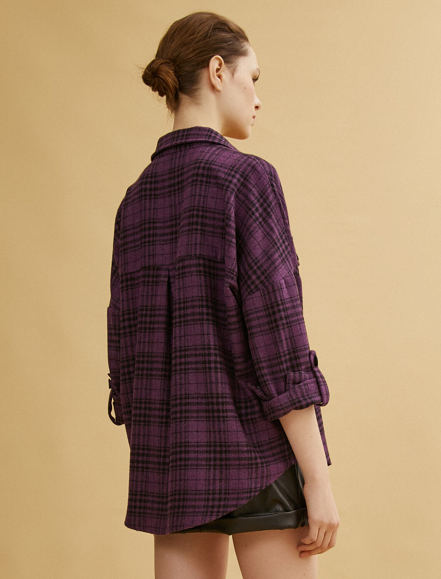 Purple Check Women Checked Shirt 1yak68599pwr78 Koton