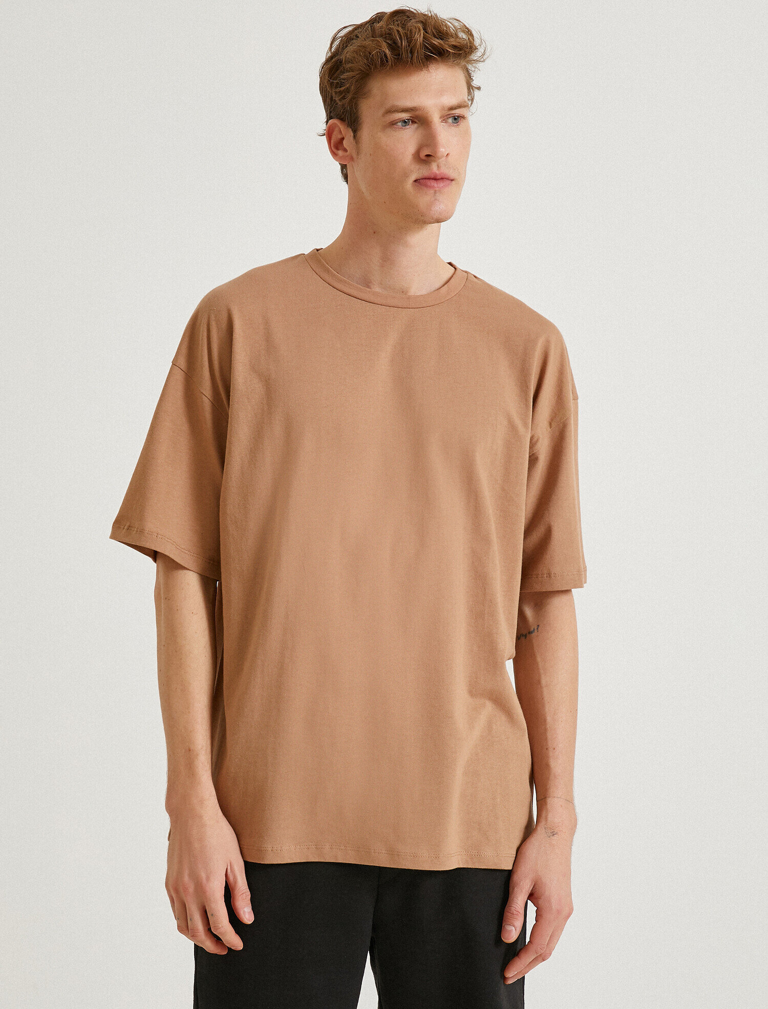 light brown crew neck