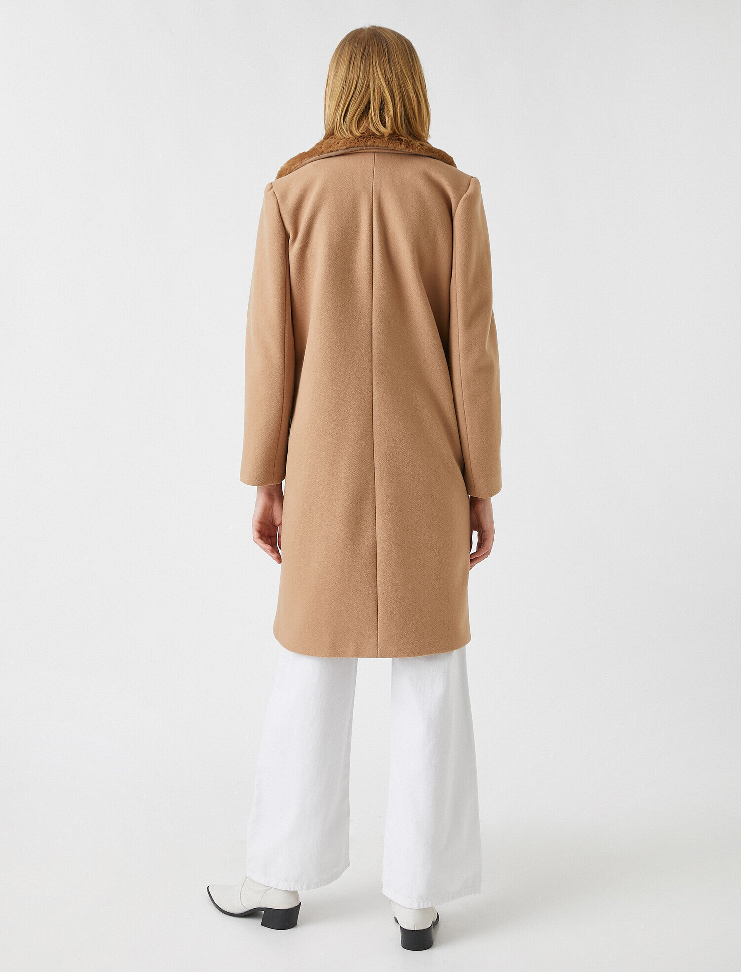 camel coat with fur