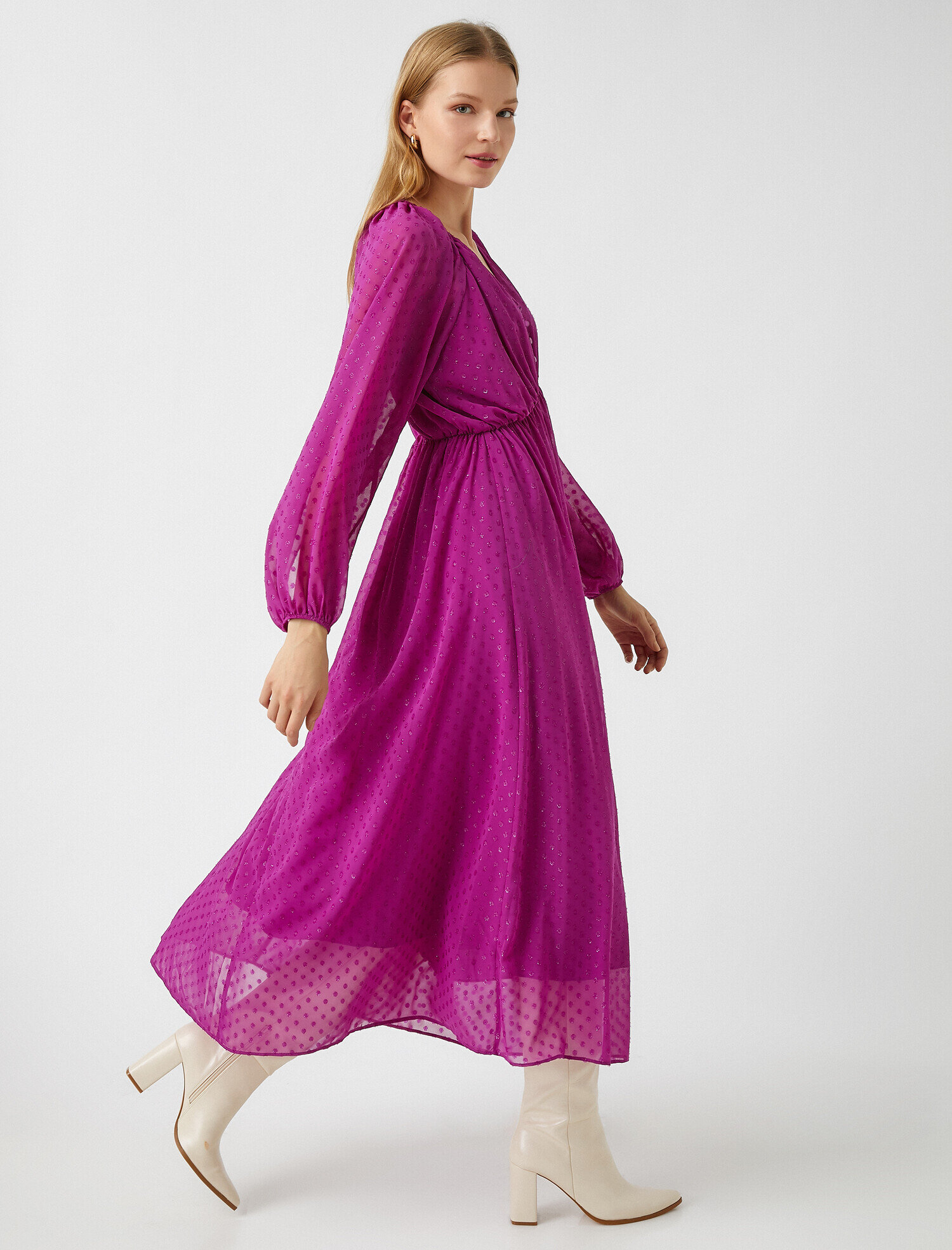 long sleeve long purple dress