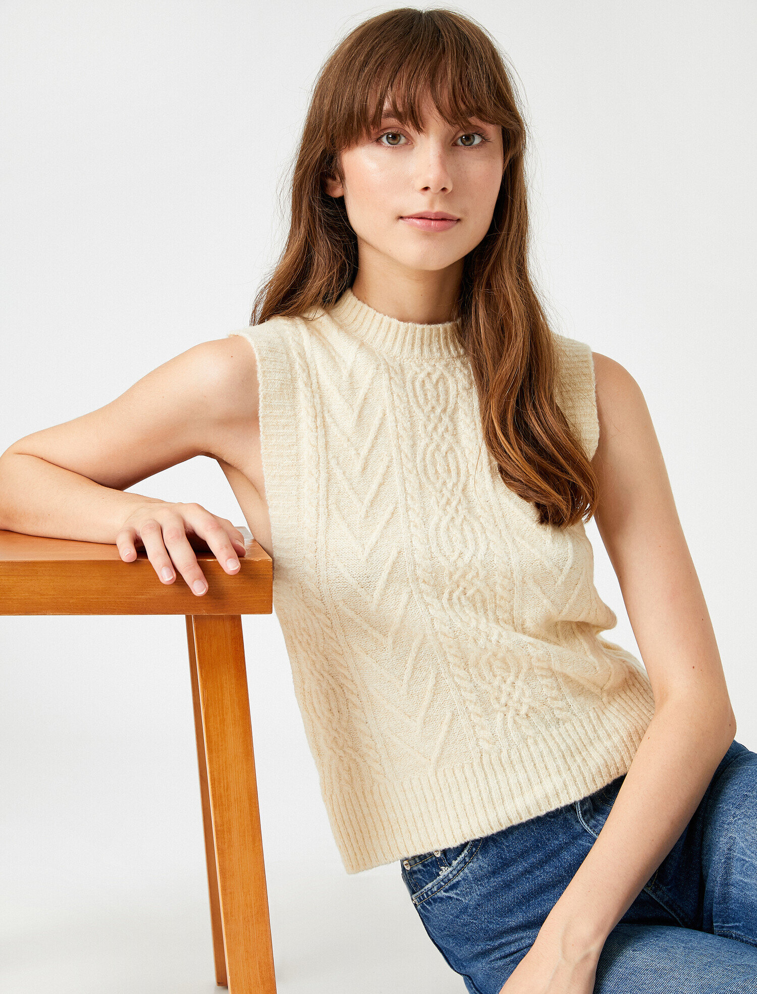 white high neck vest