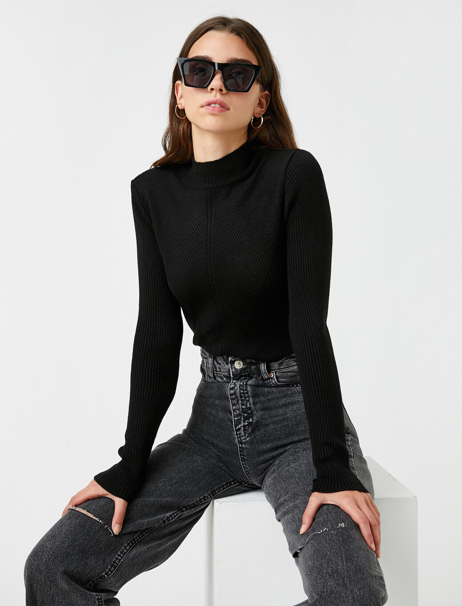 ribbed black sweater