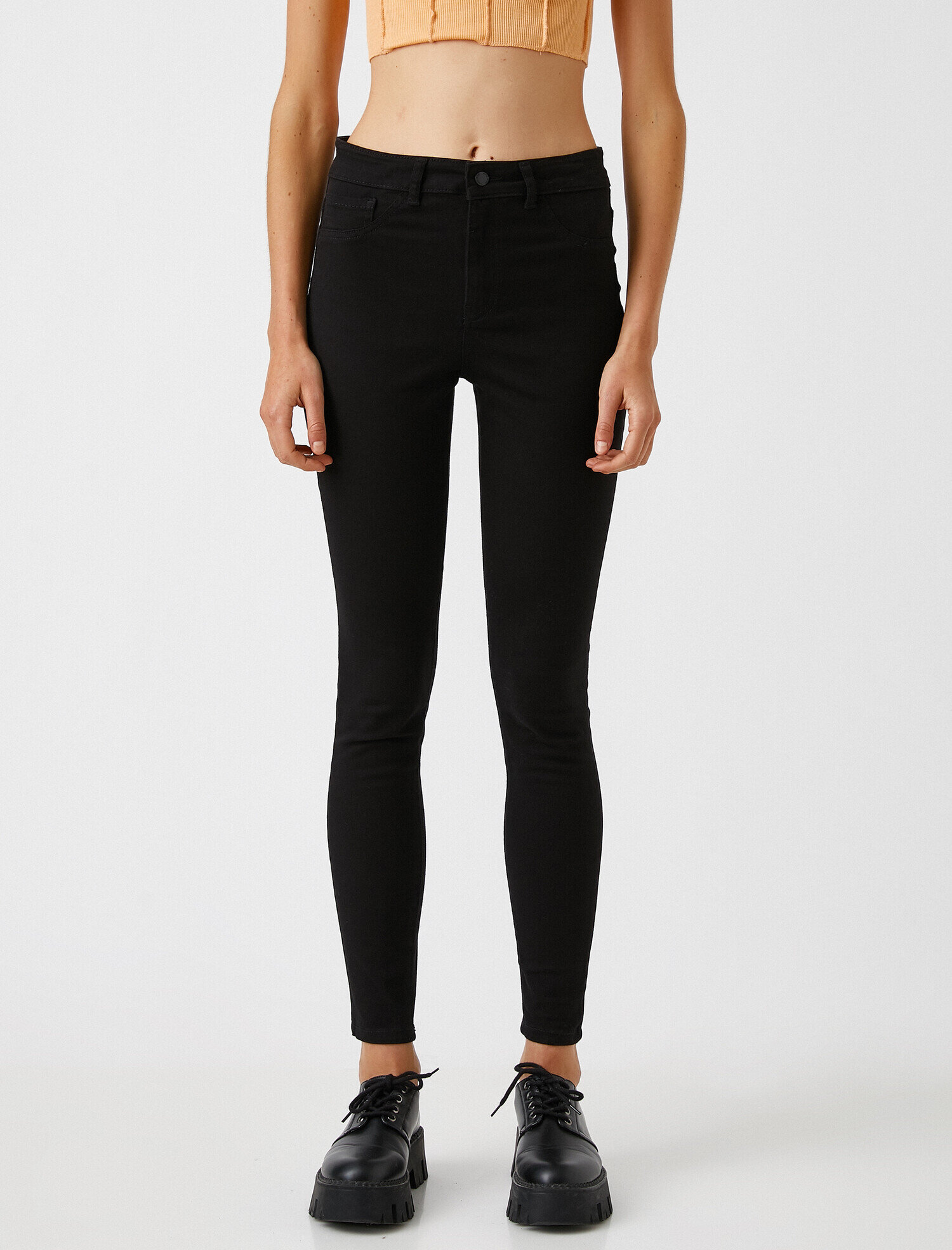 high waisted super skinny black trousers