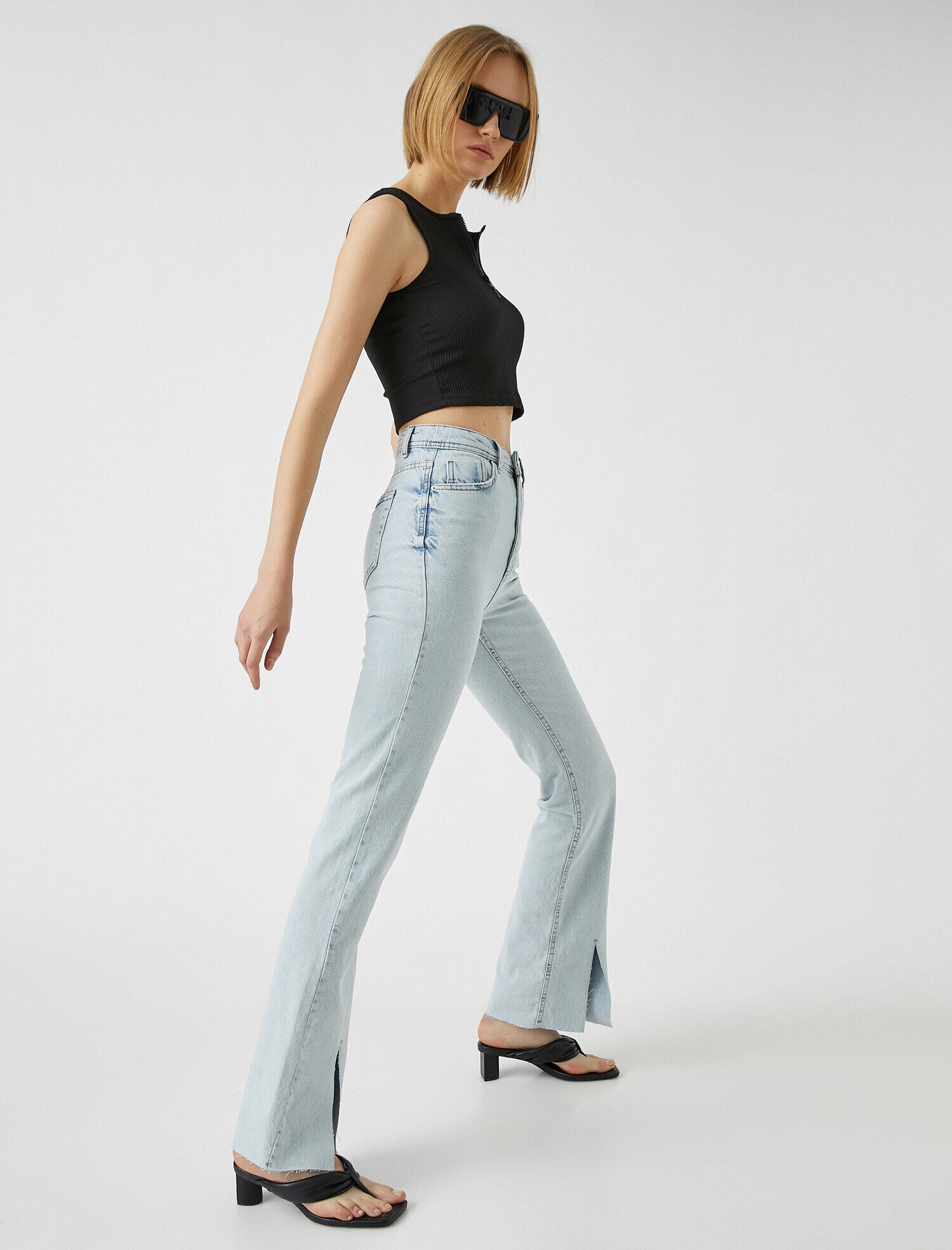 high rise slim flare jeans