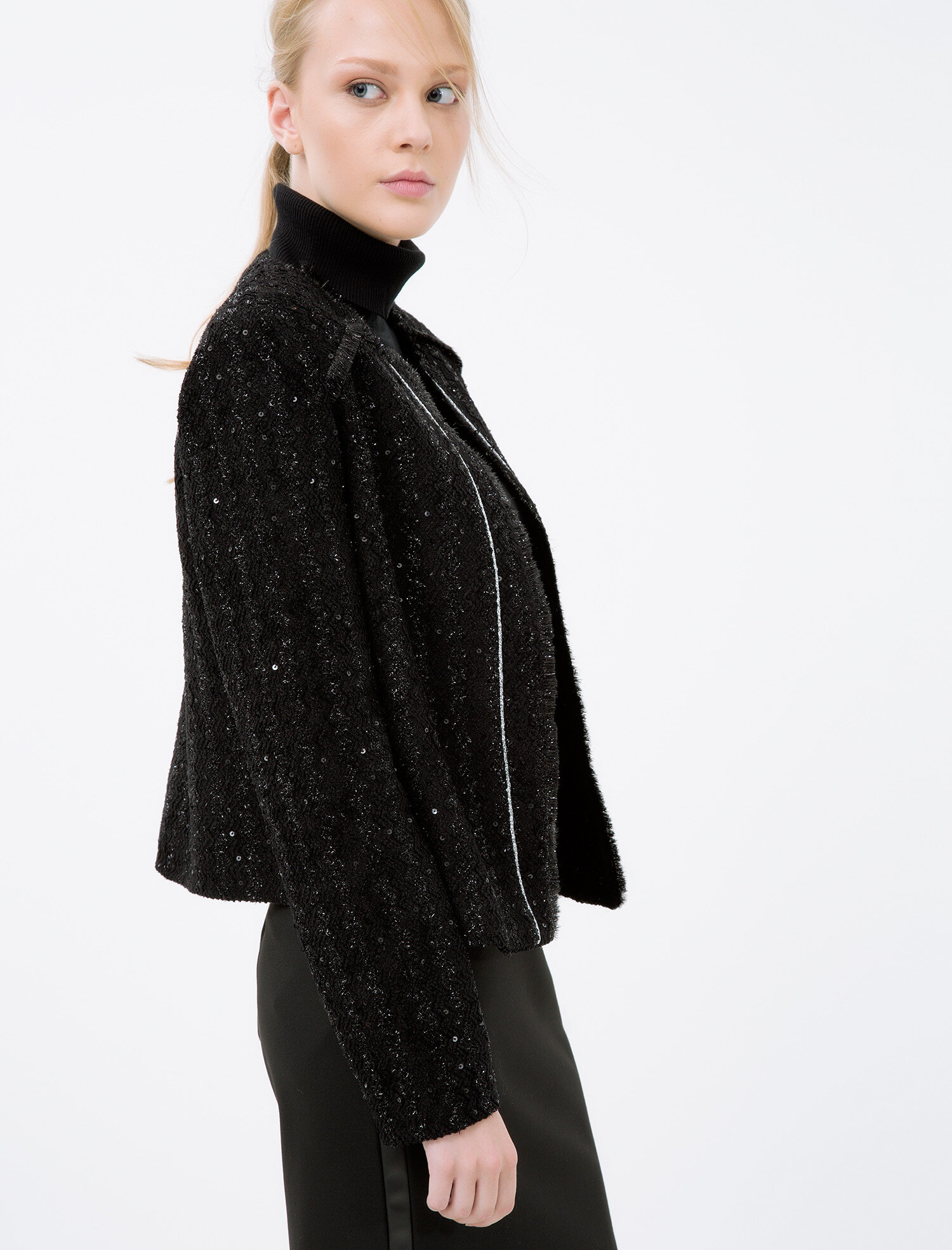 Siyah Bayan Fermuarli Ceket 6kak52204ck999 Koton