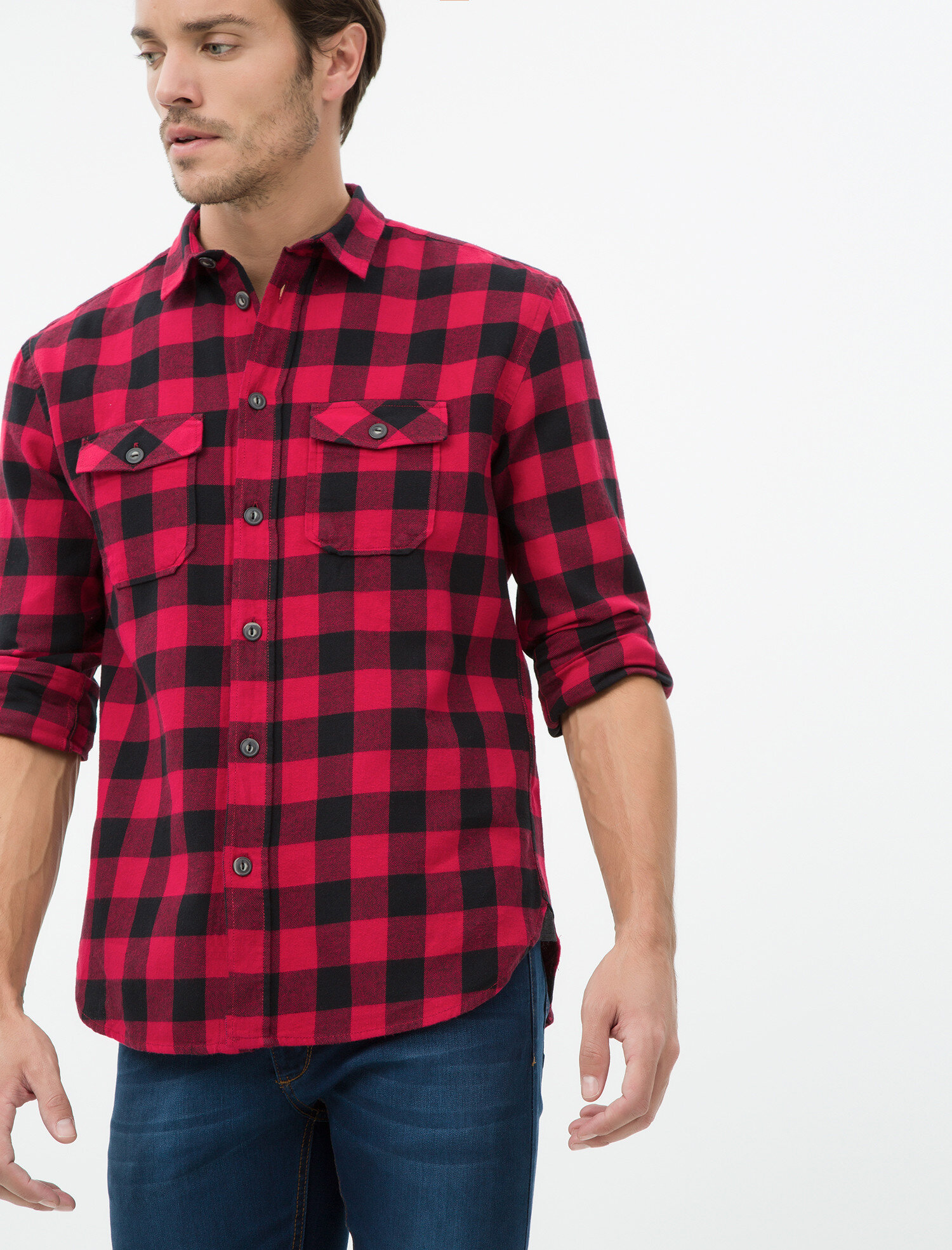 red check shirt with jeans