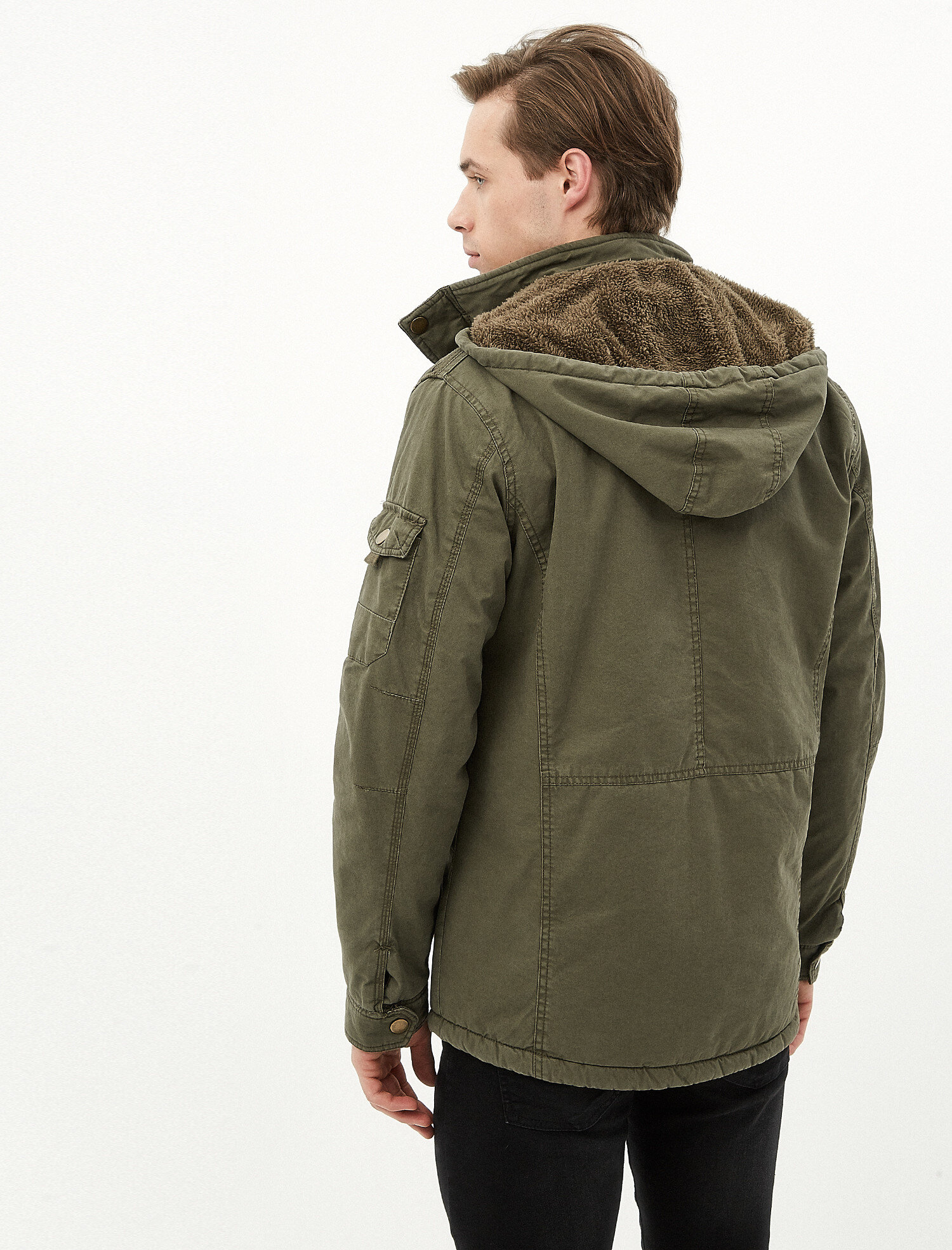 Khaki Men Hooded Coat 7kam21176lw886 Koton