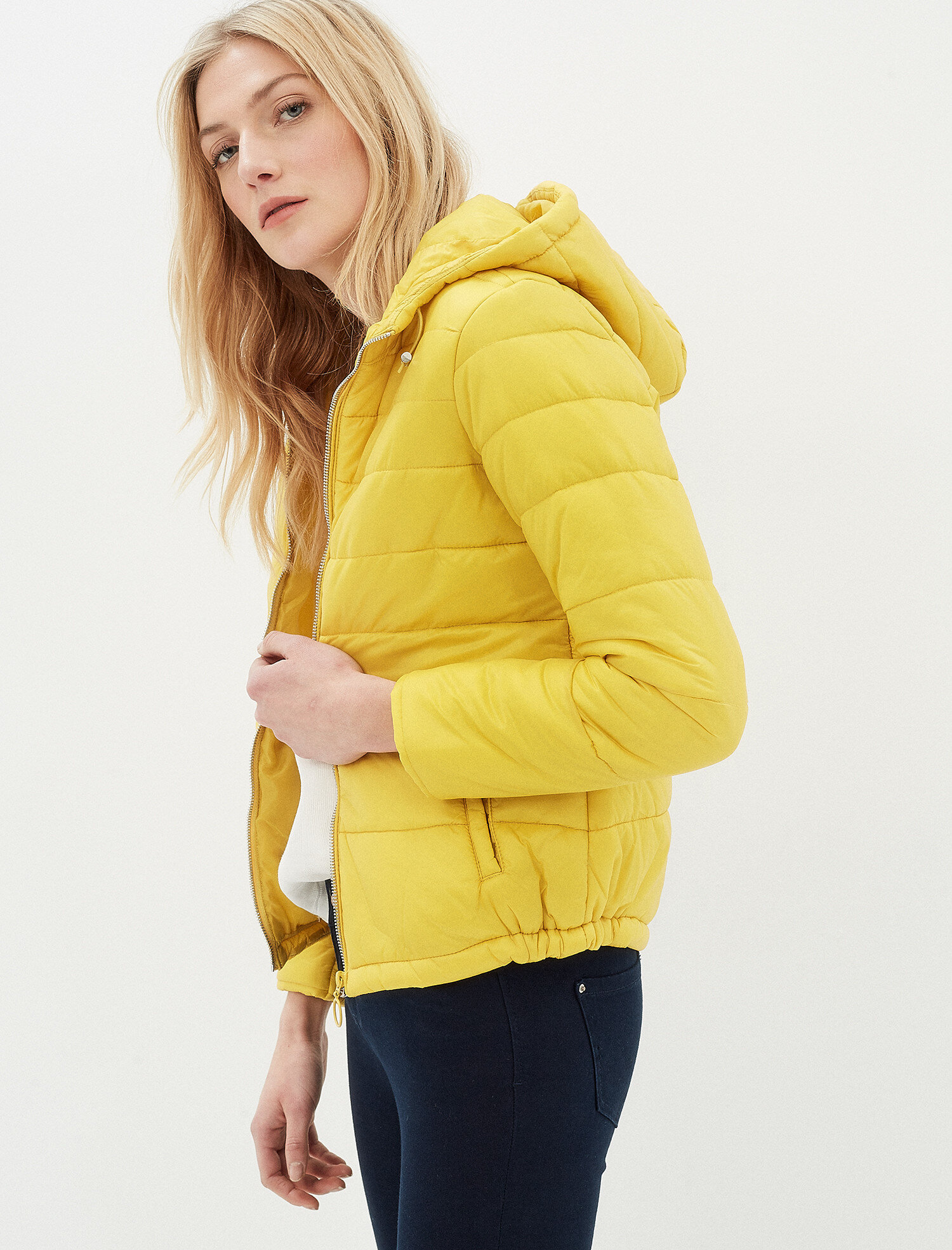 womens yellow puffer jacket