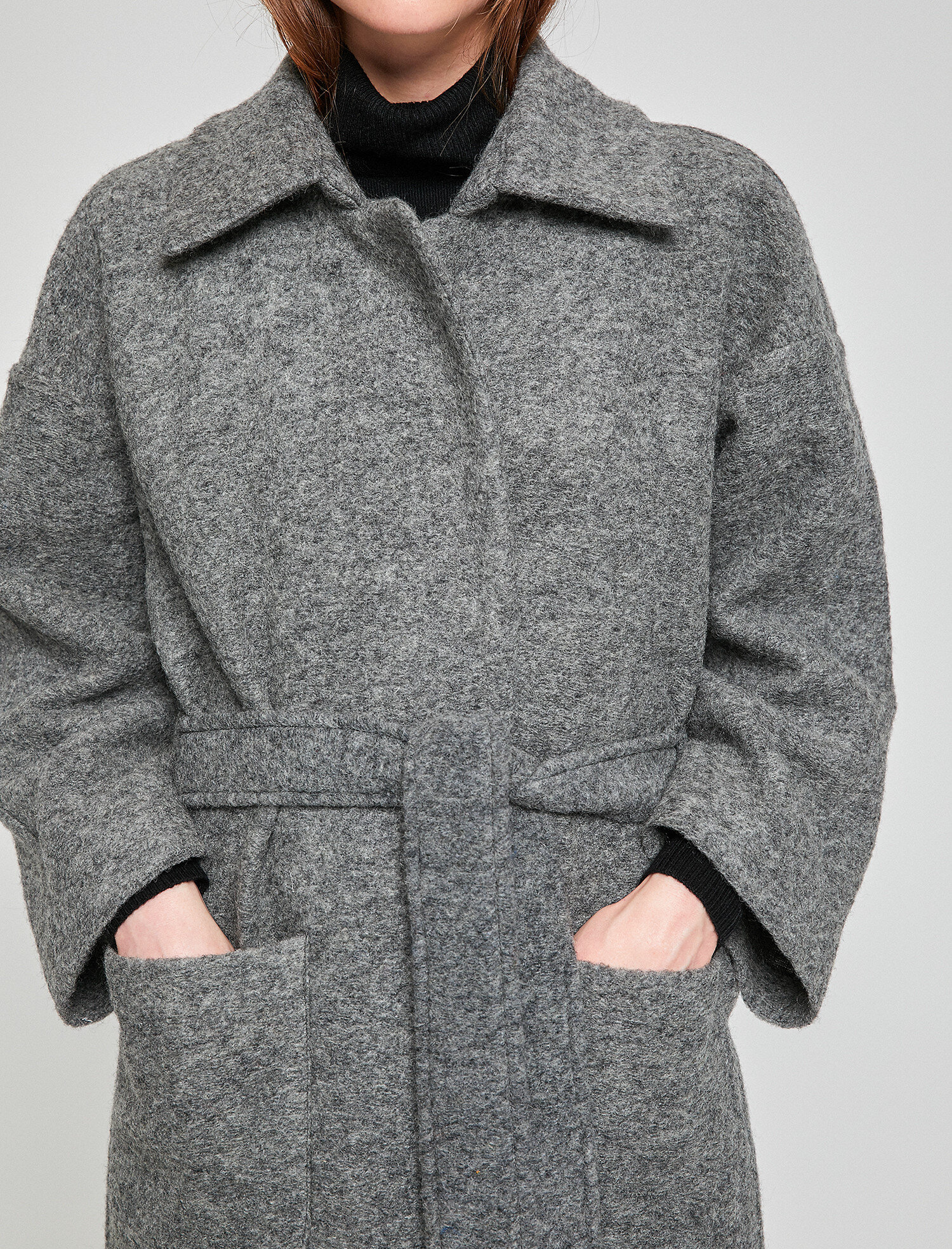 Koton Cep Detaylı Kaban - Gri. 7