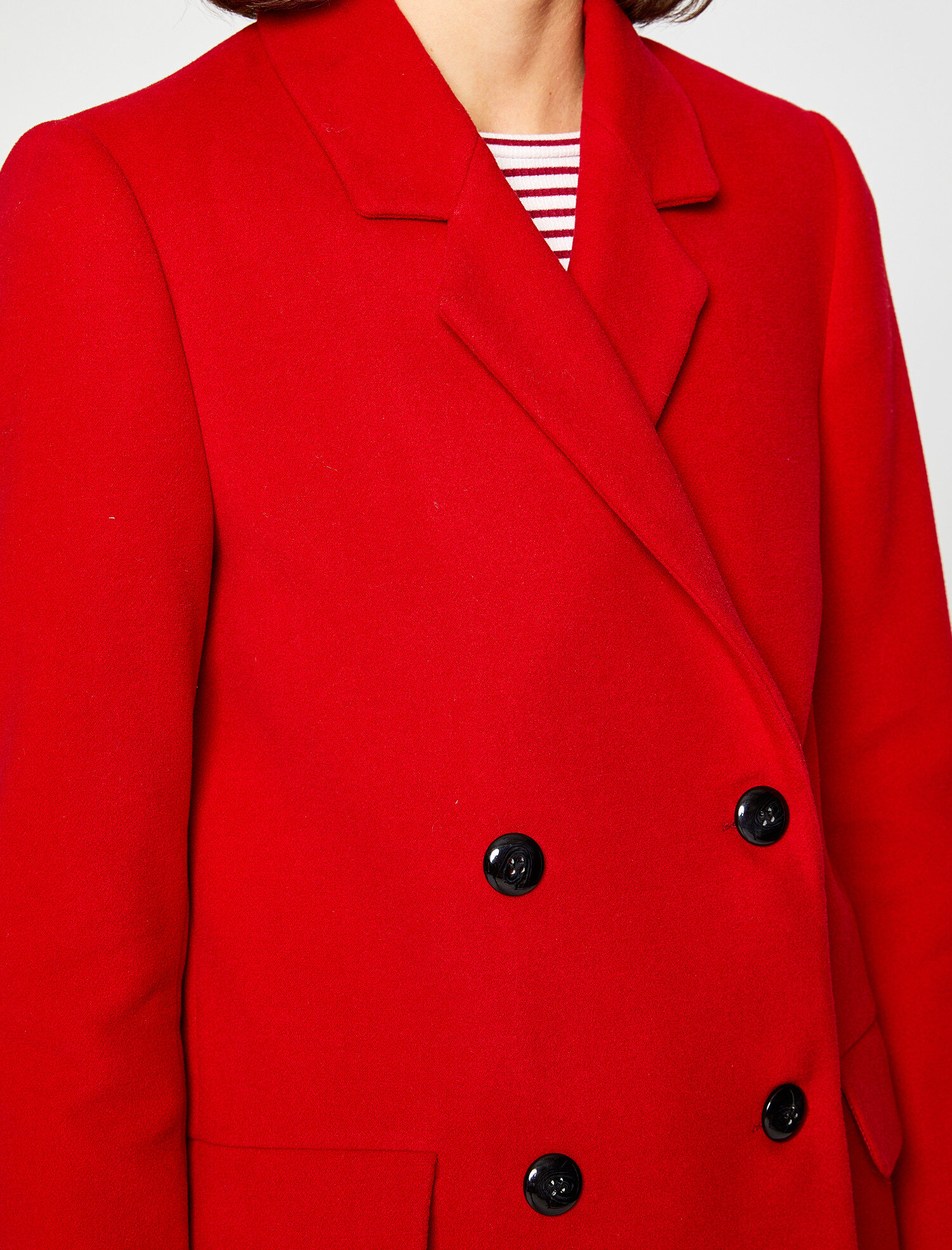 red boyfriend coat