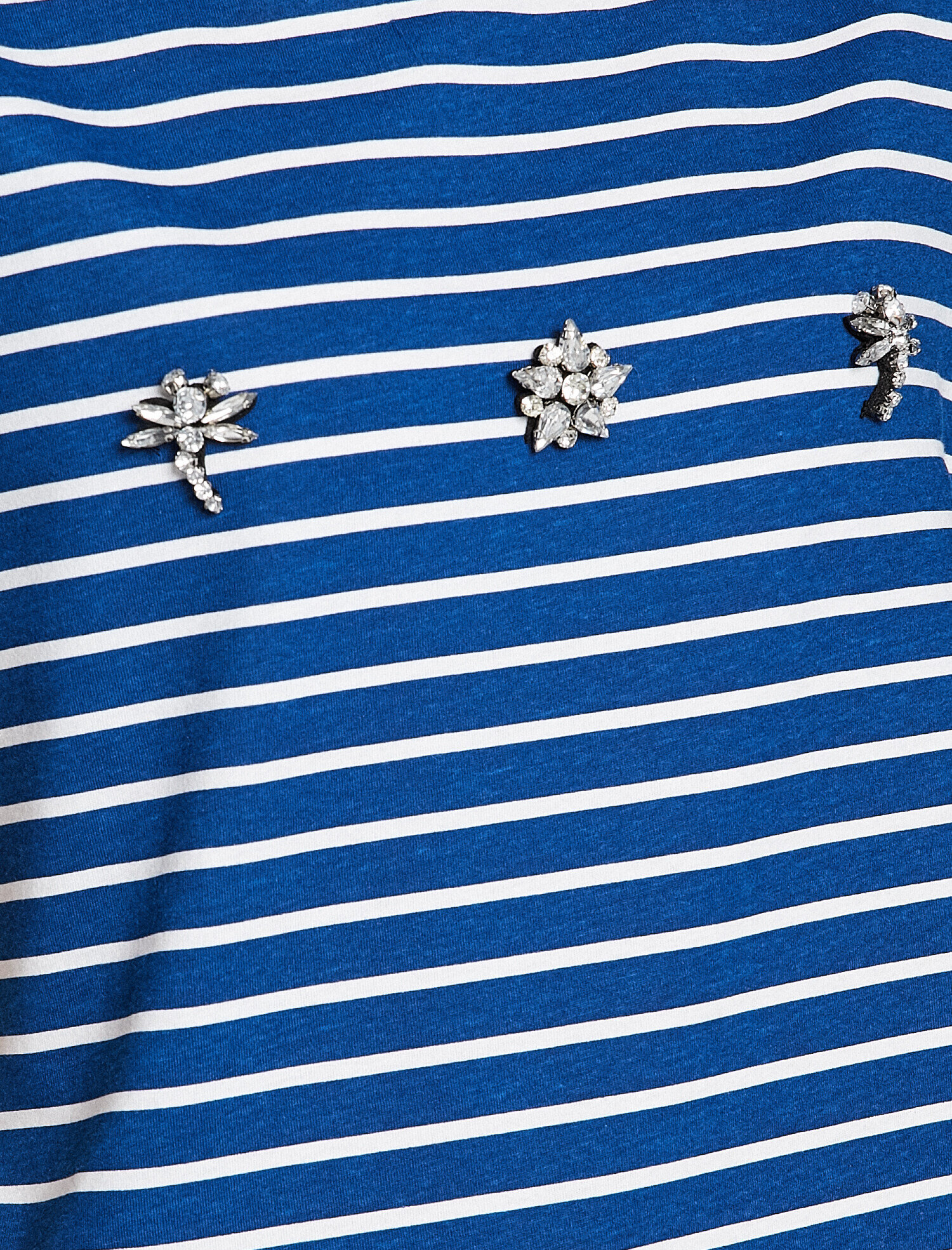 Koton Taş Detaylı T-Shirt - Lacivert Çizgili. 6