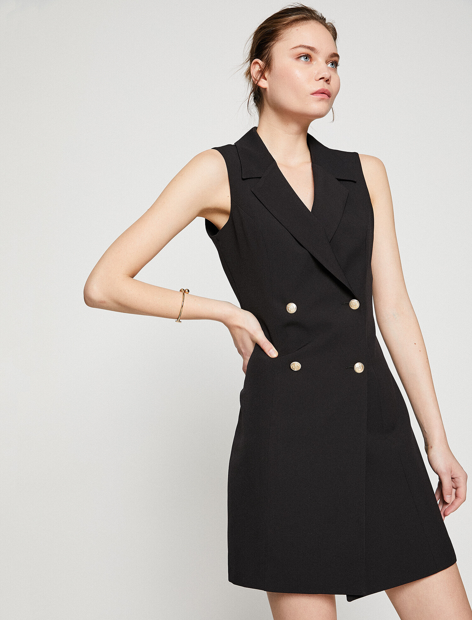 Siyah Bayan Dugme Detayli Elbise 8yak83062ew999 Koton