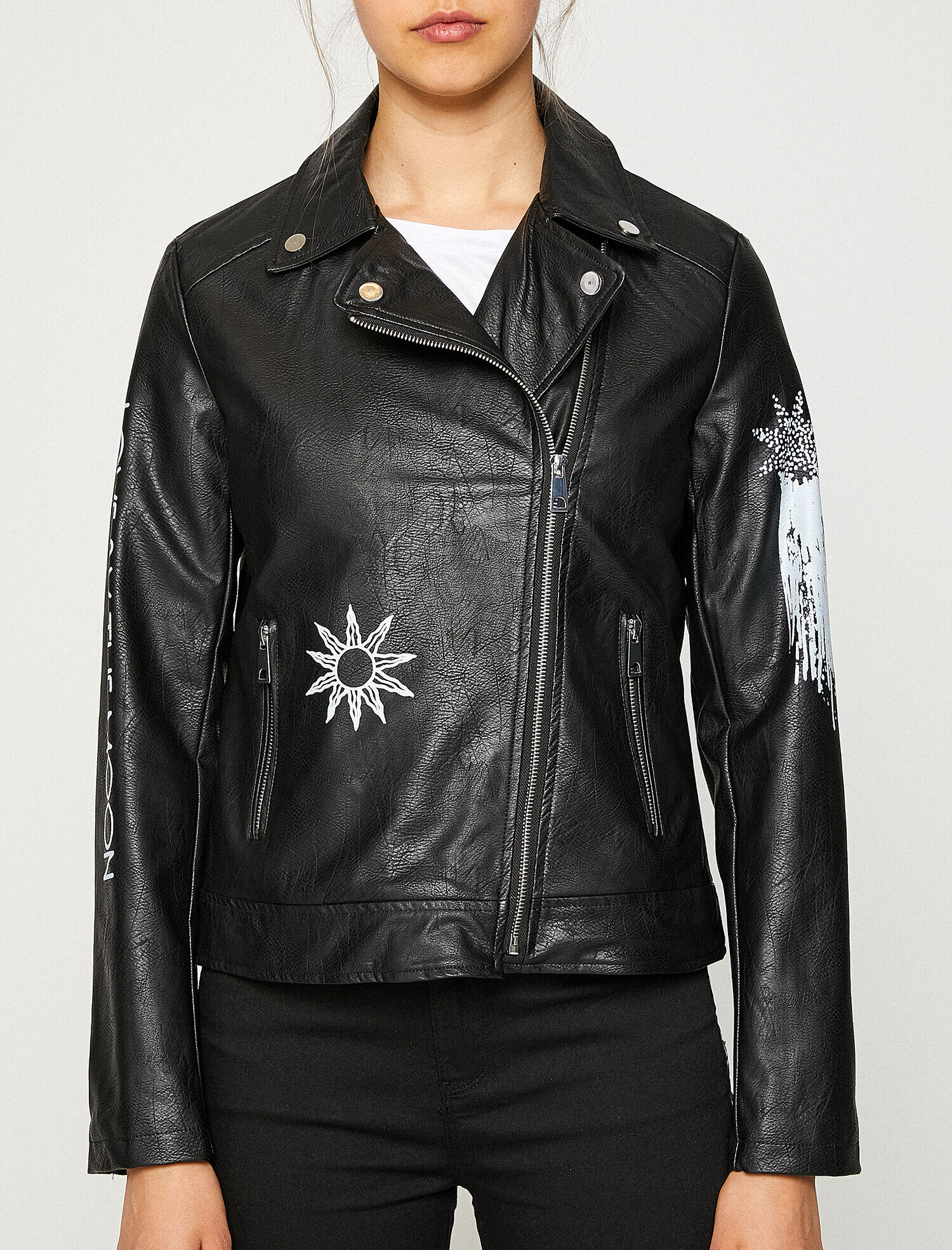 Siyah Bayan Baskili Deri Gorunumlu Mont 8yal26424jw999 Koton