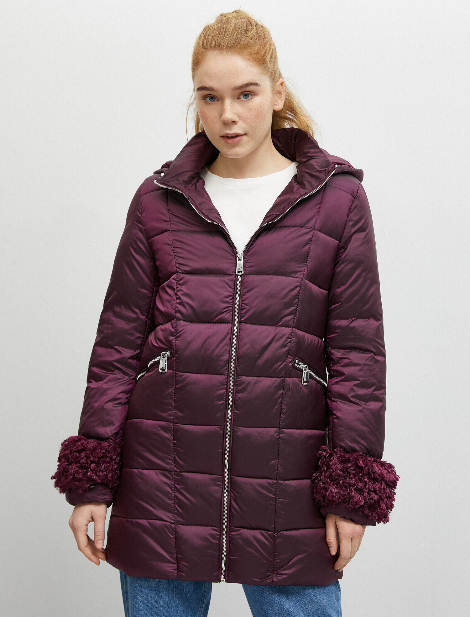 a line quilted coat