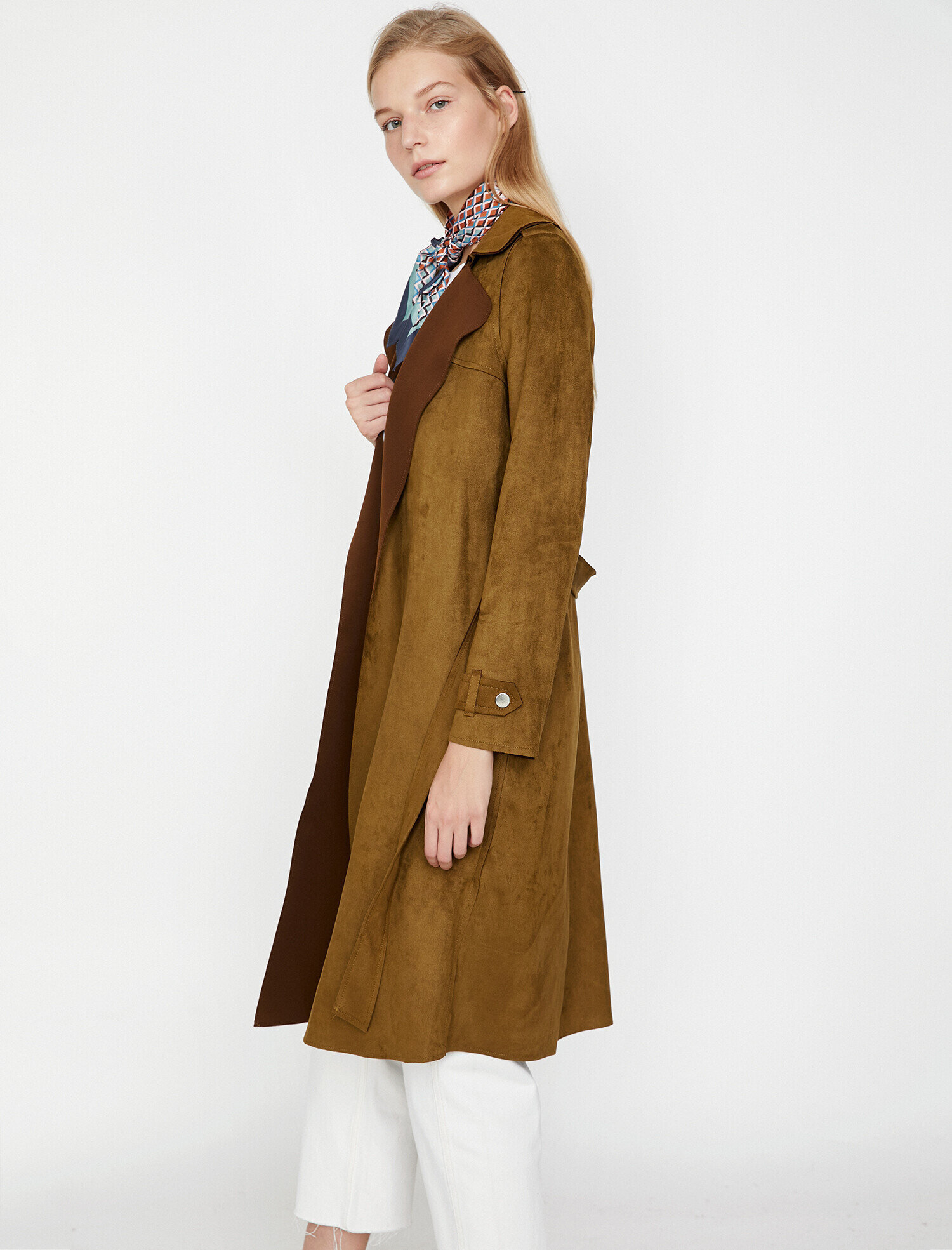 Koton Süet Görünümlü Trençkot. 2