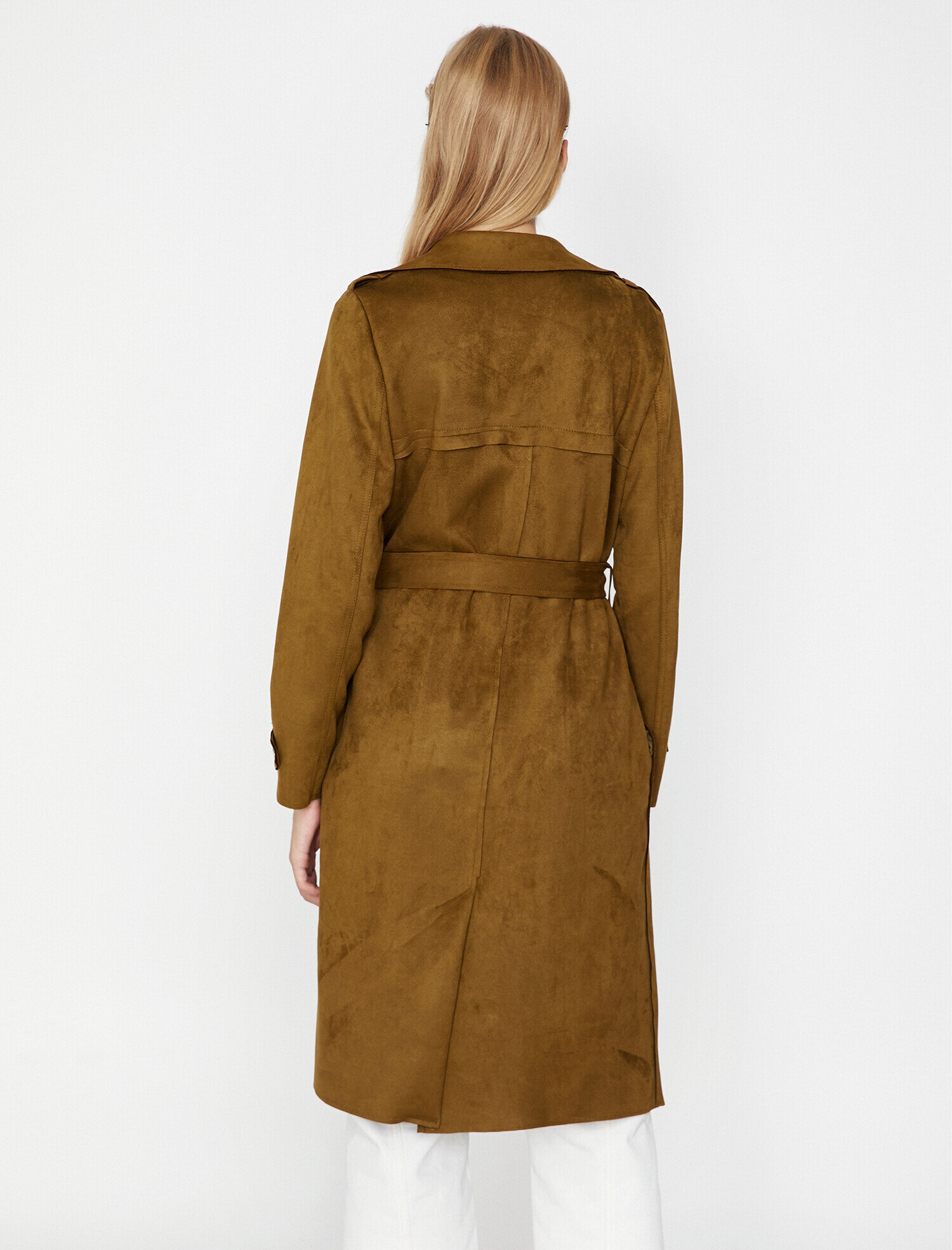 Koton Süet Görünümlü Trençkot. 4