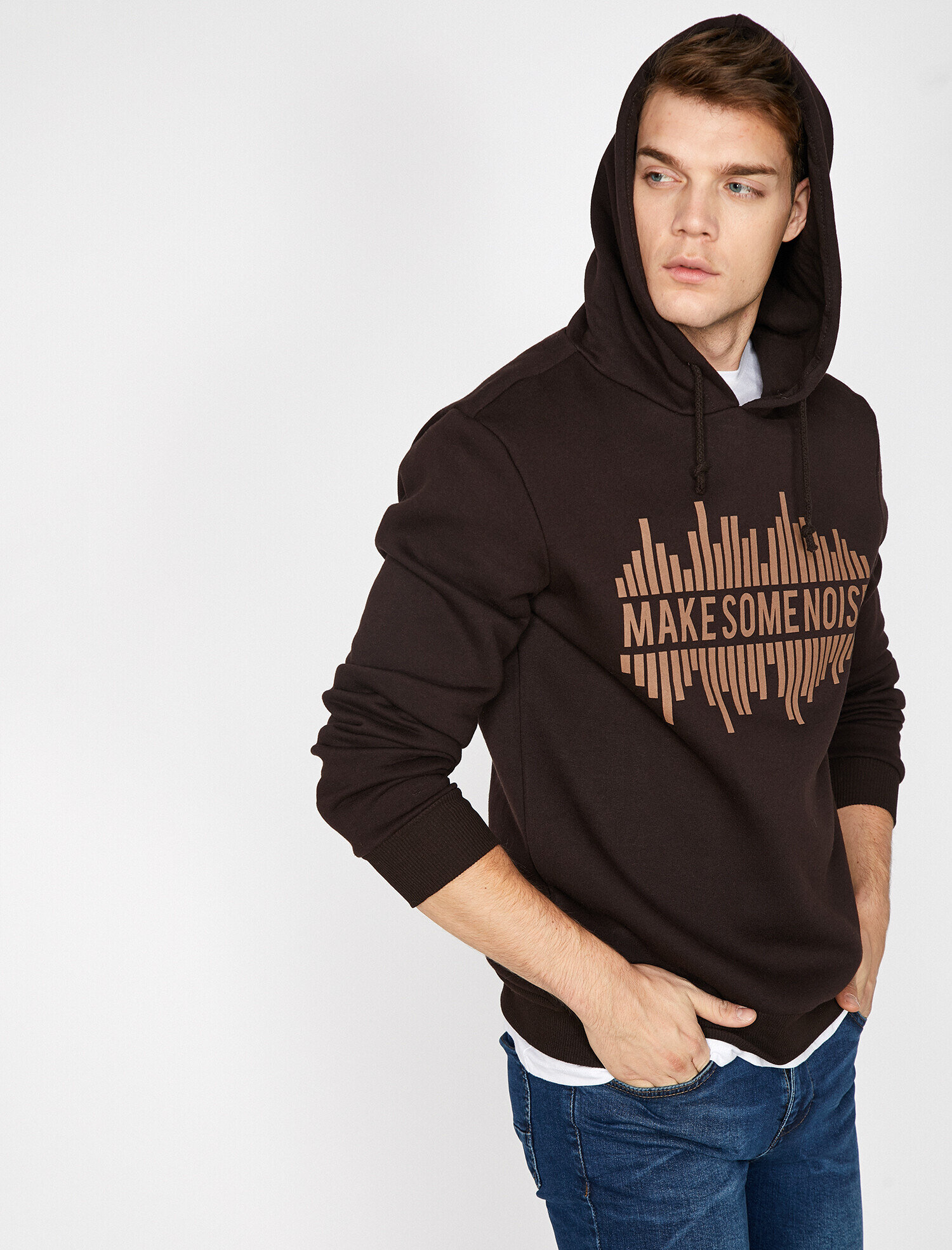 Brown Men Hooded Sweatshirt 9kam71113dk5kh Koton