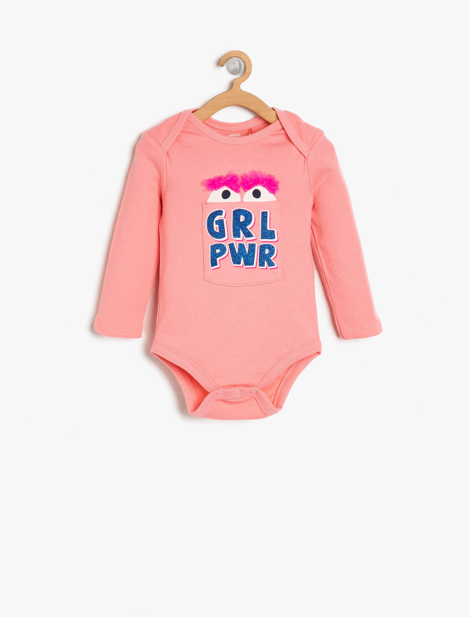 Pembe Kız Çocuk Yazılı Baskılı Çıtçıtlı Zıbın