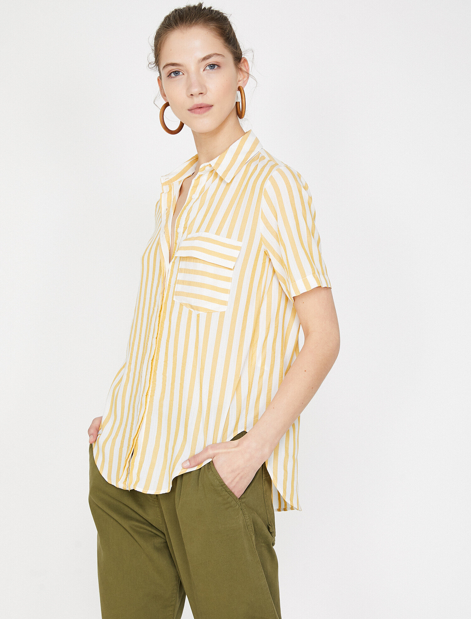 yellow striped shirt