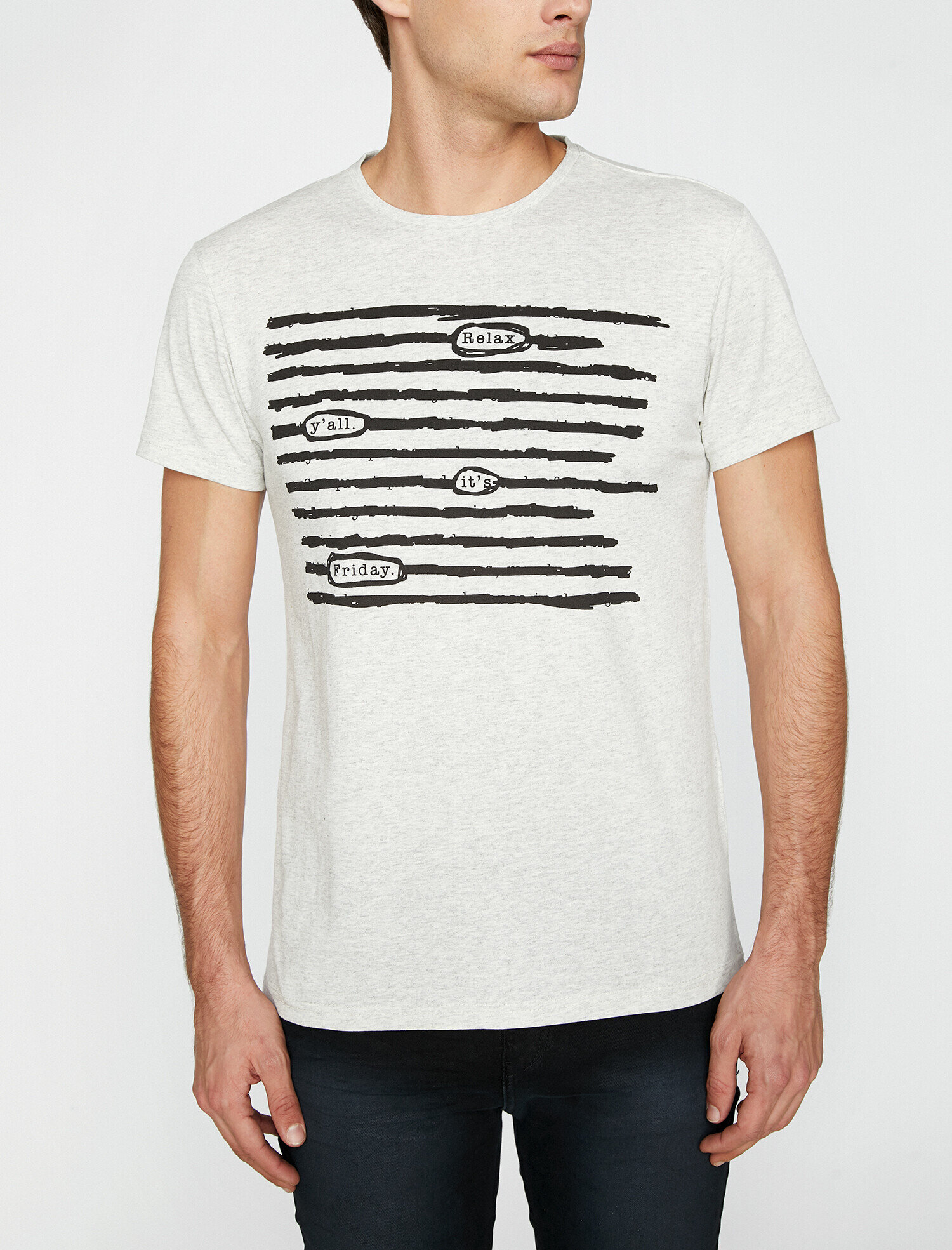 Koton Baskılı T-Shirt - Gri. 2