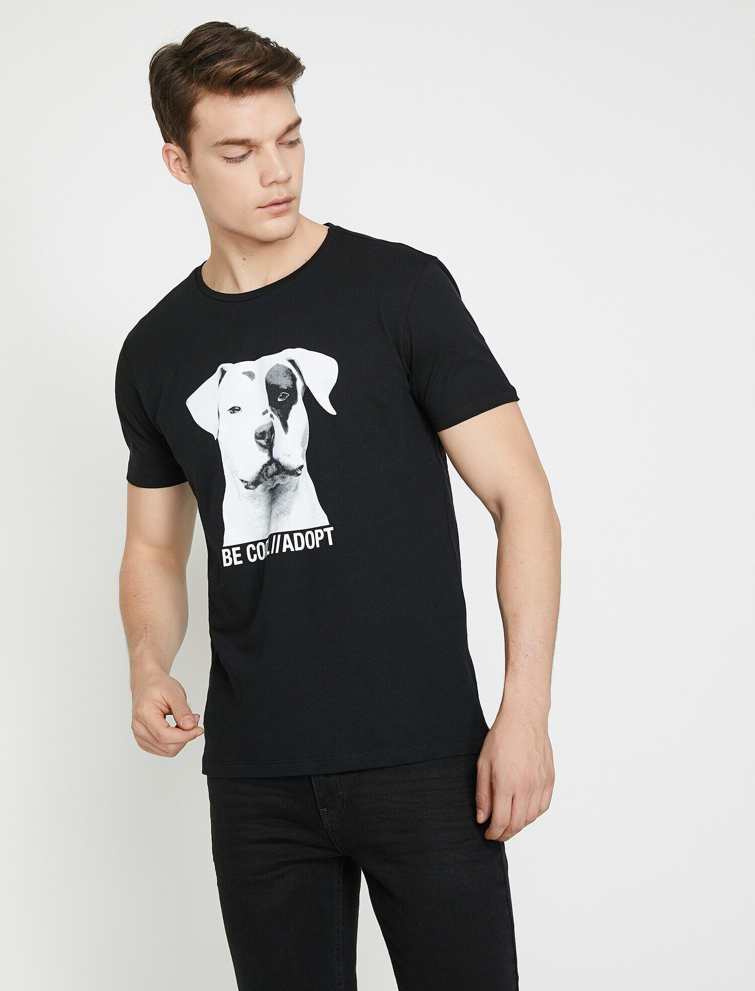 Siyah Erkek Koton Love T Shirt 9yam11471dk999 Koton