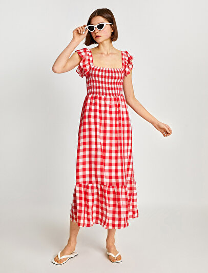 white and red checkered dress