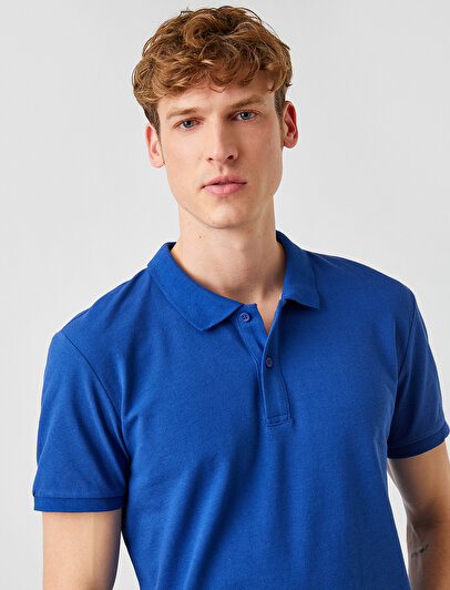 blue polo neck t shirt