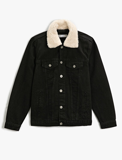 black fleece jean jacket