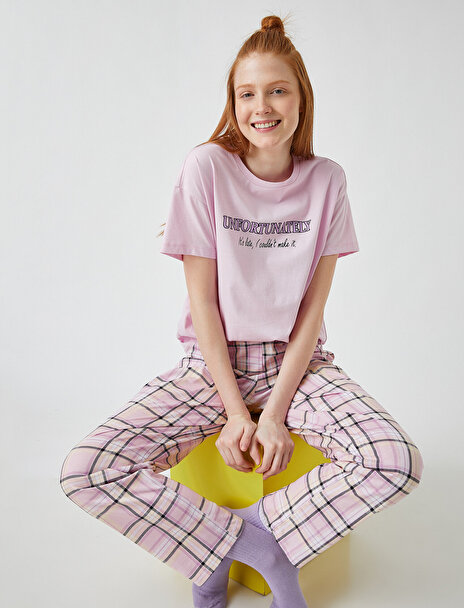 Koton Kadın Desenli Kısa Kollu Pijama Takımı