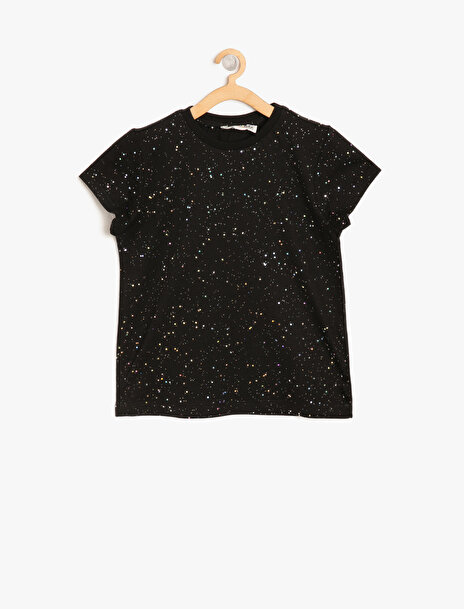 4-5 female Siyah Koton Kız Çocuk Puantiye Detayli T-Shirt