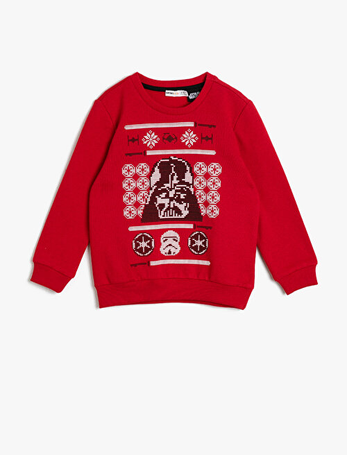 Star Wars Lisanslı Baskılı Sweatshirt - Kırmızı