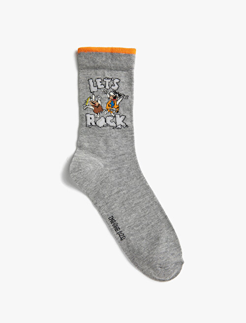 The Flintstones Baskılı Lisanslı Çorap - Gri