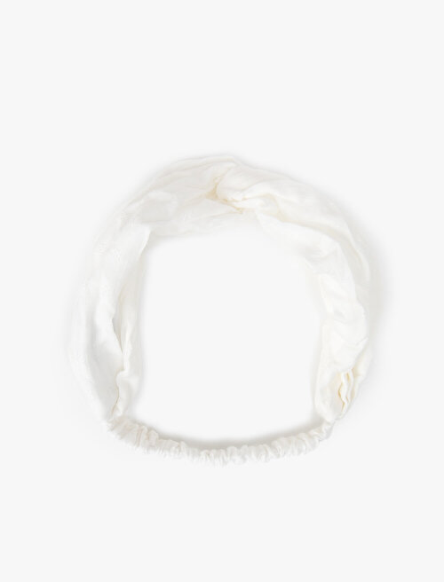 Düğümlü Bandana Lastikli - Beyaz Koton